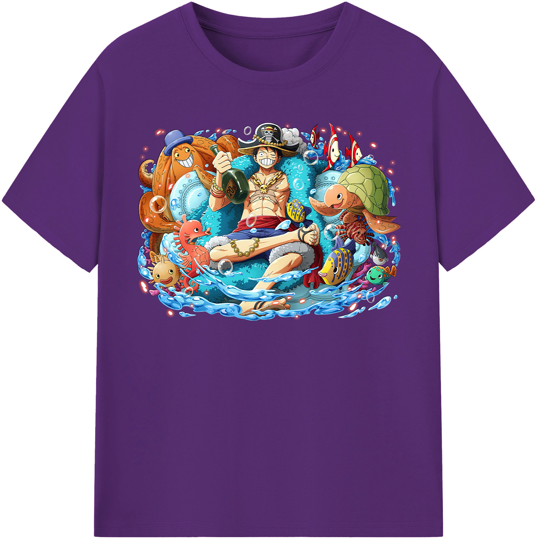 ワンピース モンキー・D・ルフィ ONE PIECE Monkey D. Luffy 綿100％半袖Tシャツ（フロントプリント）