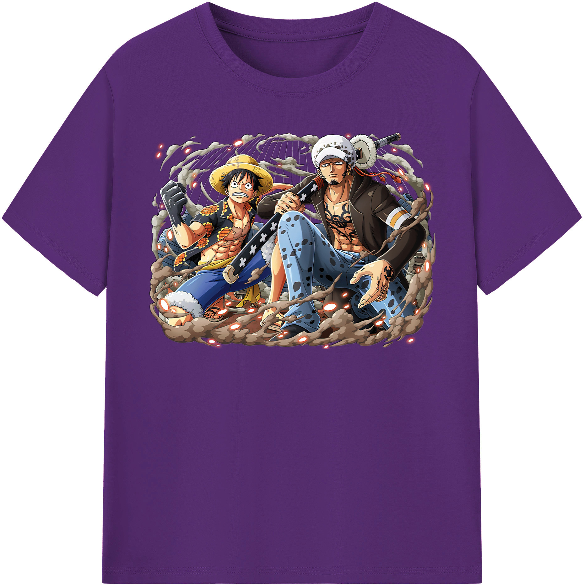 ワンピース モンキー・D・ルフィ ONE PIECE Monkey D. Luffy 綿100％半袖Tシャツ（フロントプリント）