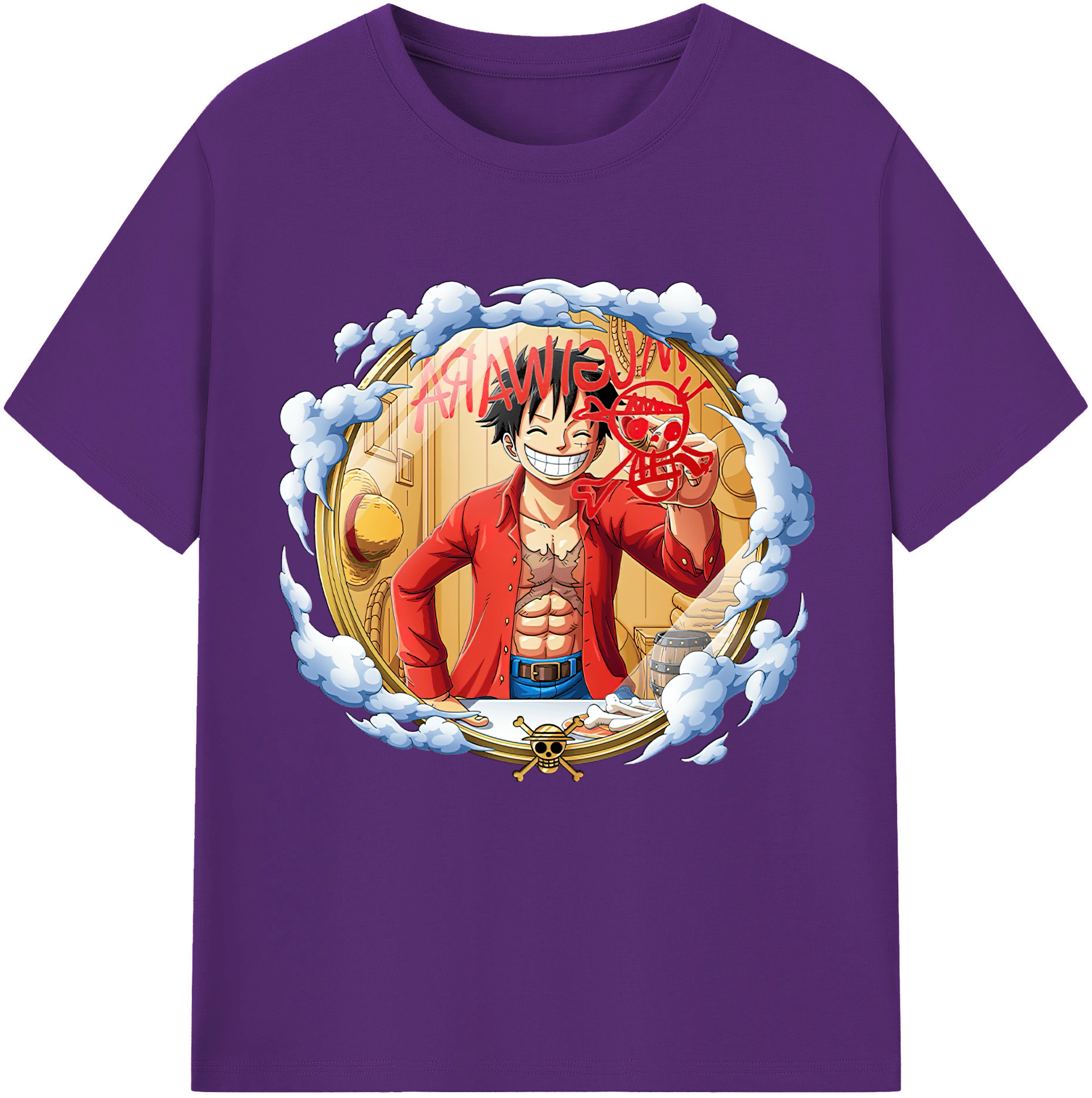 ワンピース モンキー・D・ルフィ ONE PIECE Monkey D. Luffy 綿100％半袖Tシャツ（フロントプリント）