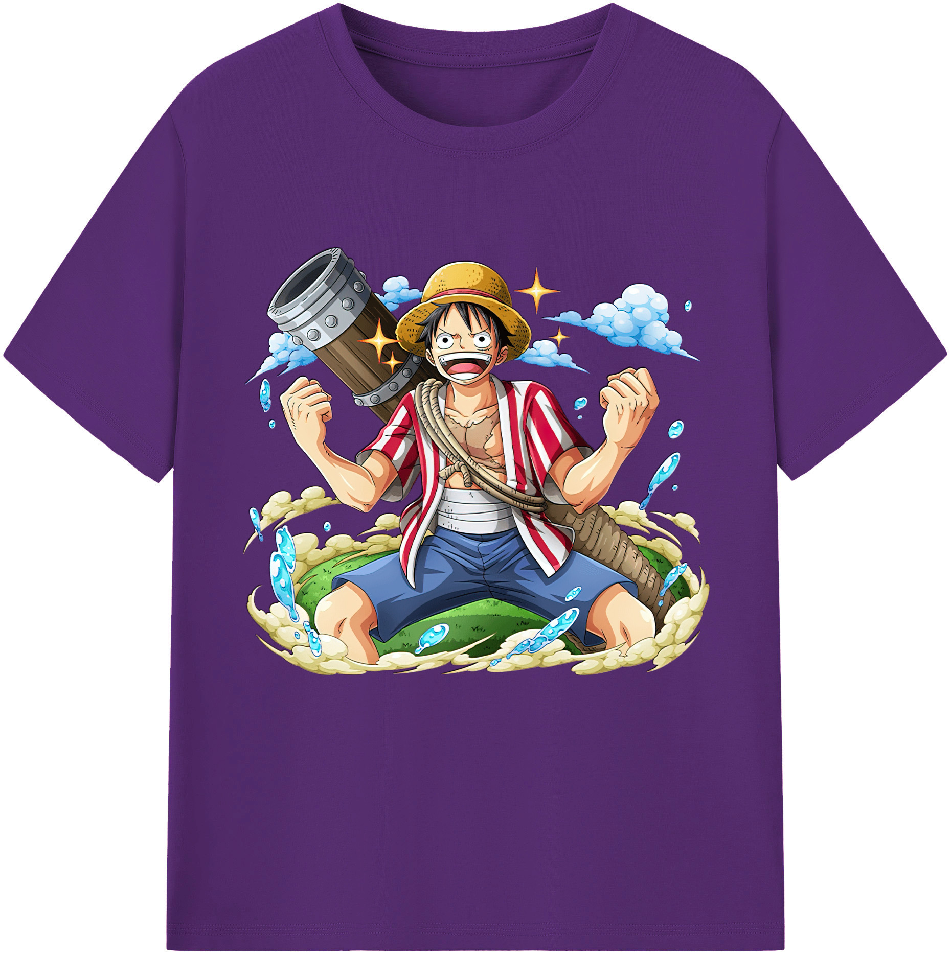 ワンピース モンキー・D・ルフィ ONE PIECE Monkey D. Luffy 綿100％半袖Tシャツ（フロントプリント）
