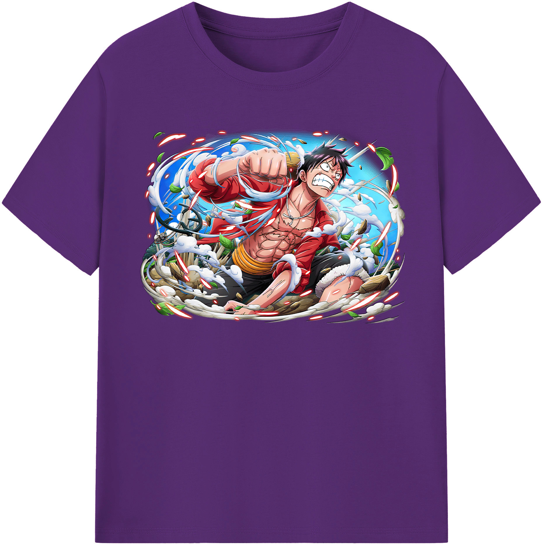 ワンピース モンキー・D・ルフィ ONE PIECE Monkey D. Luffy 綿100％半袖Tシャツ（フロントプリント）