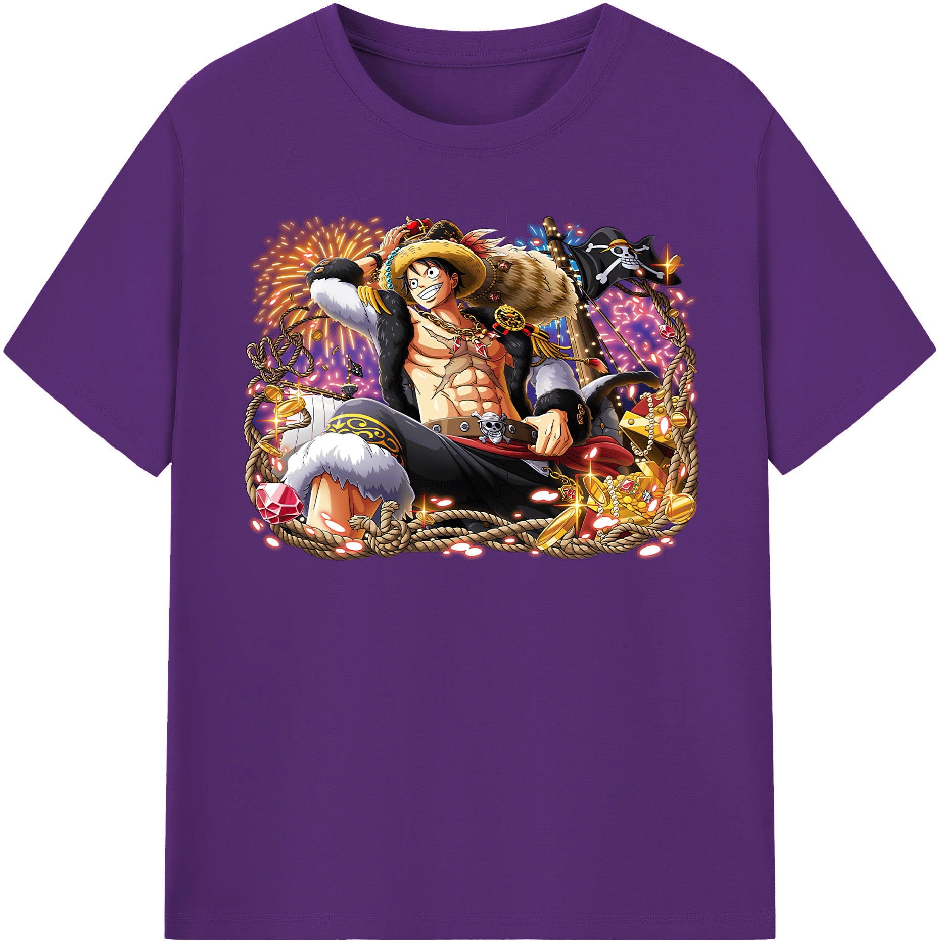 ワンピース モンキー・D・ルフィ ONE PIECE Monkey D. Luffy 綿100％半袖Tシャツ（フロントプリント）