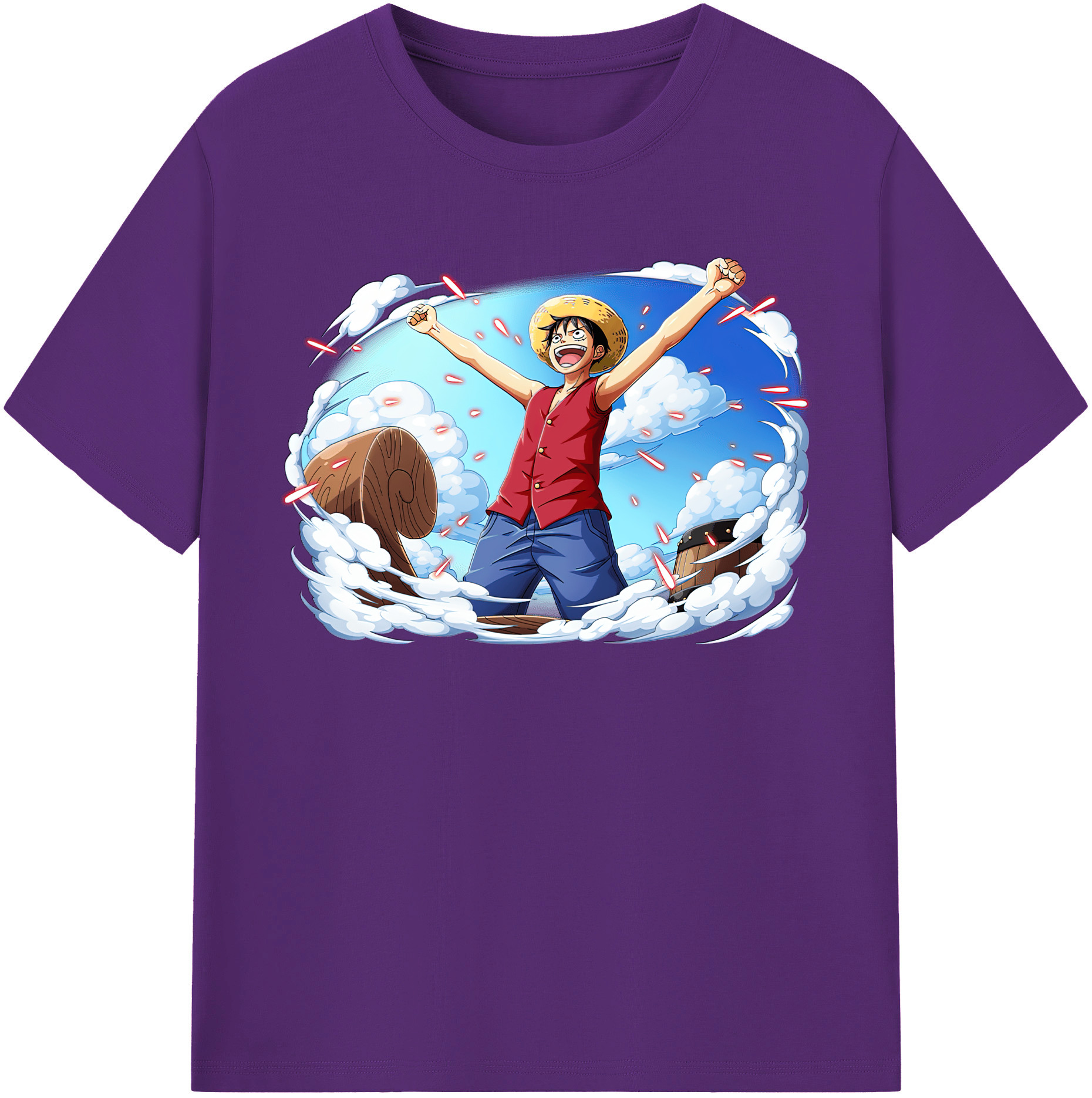 ワンピース モンキー・D・ルフィ ONE PIECE Monkey D. Luffy 綿100％半袖Tシャツ（フロントプリント）