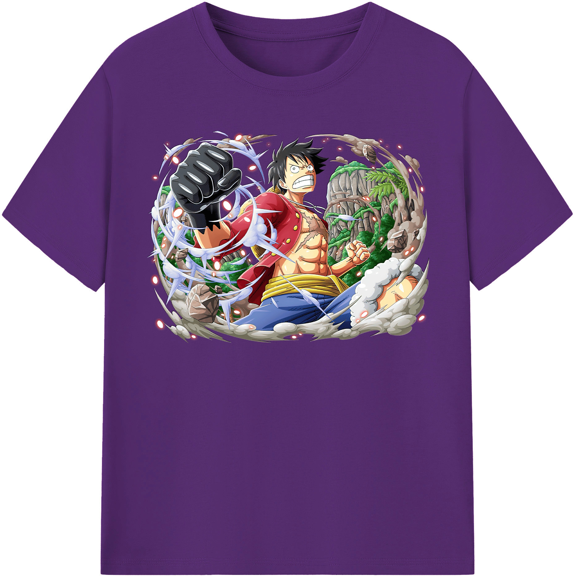 ワンピース モンキー・D・ルフィ ONE PIECE Monkey D. Luffy 綿100％半袖Tシャツ（フロントプリント）