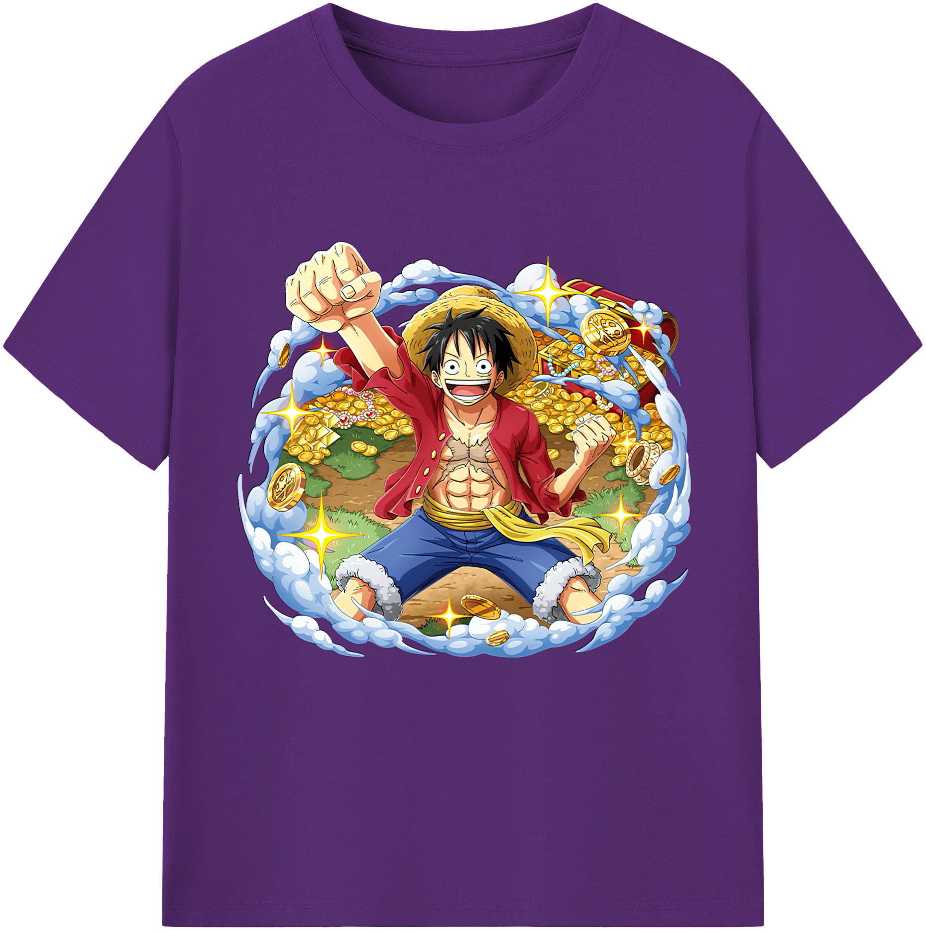ワンピース モンキー・D・ルフィ ONE PIECE Monkey D. Luffy 綿100％半袖Tシャツ（フロントプリント）