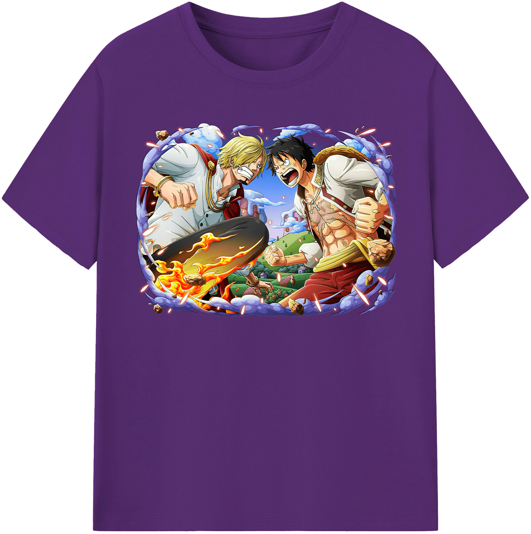 ワンピース モンキー・D・ルフィ ONE PIECE Monkey D. Luffy 綿100％半袖Tシャツ（フロントプリント）
