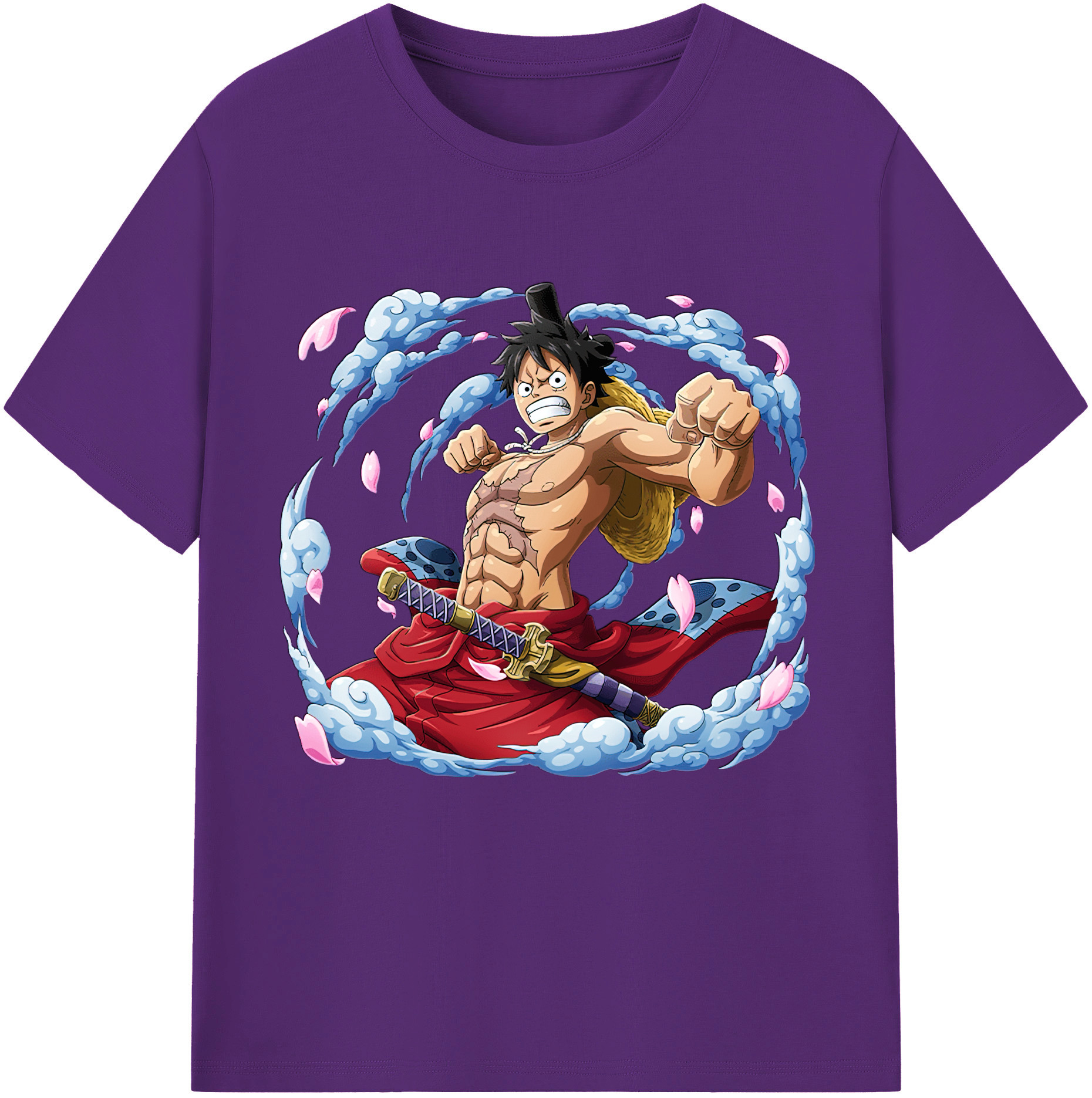ワンピース モンキー・D・ルフィ ONE PIECE Monkey D. Luffy 綿100％半袖Tシャツ（フロントプリント）