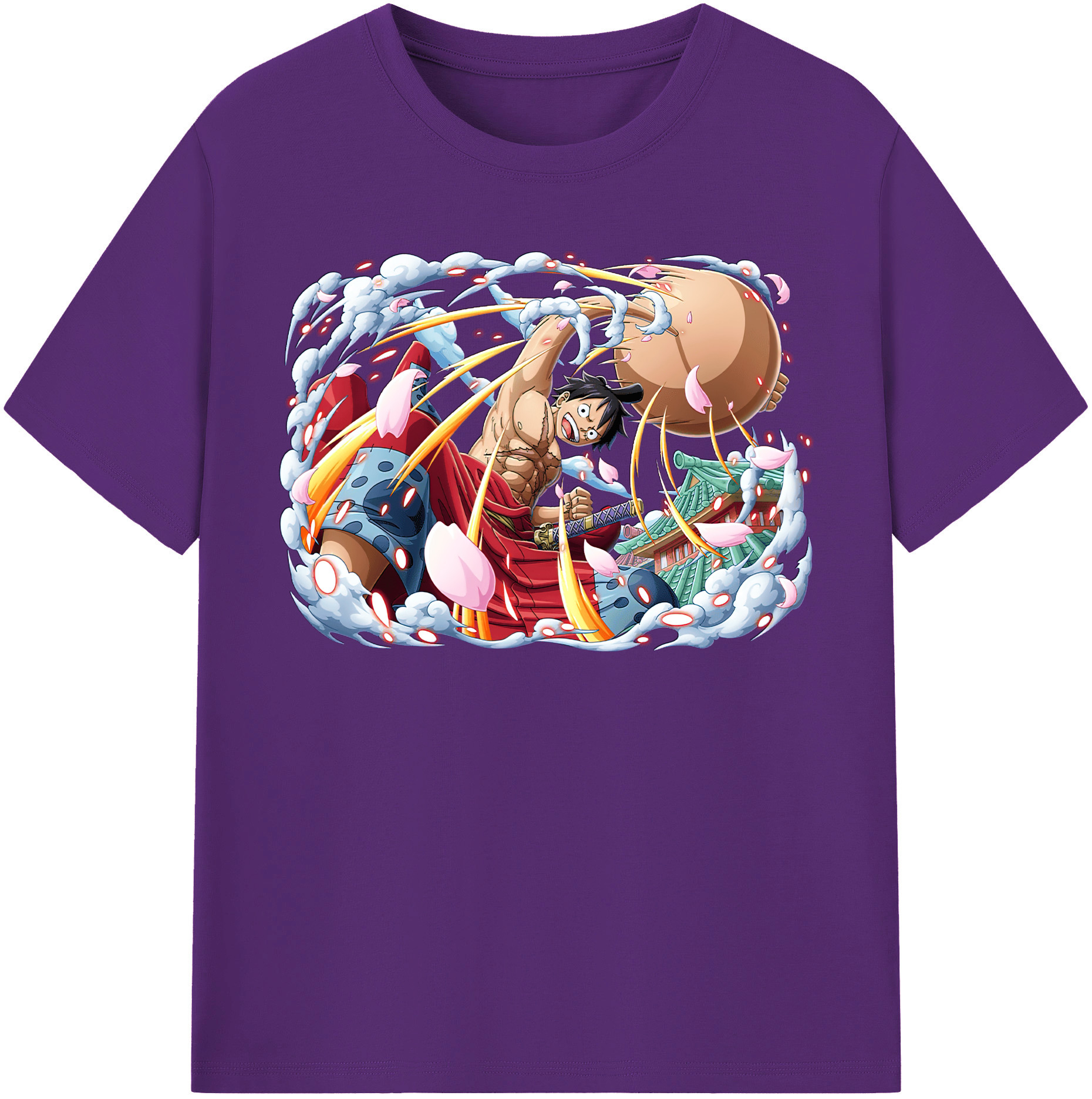 ワンピース モンキー・D・ルフィ ONE PIECE Monkey D. Luffy 綿100％半袖Tシャツ（フロントプリント）