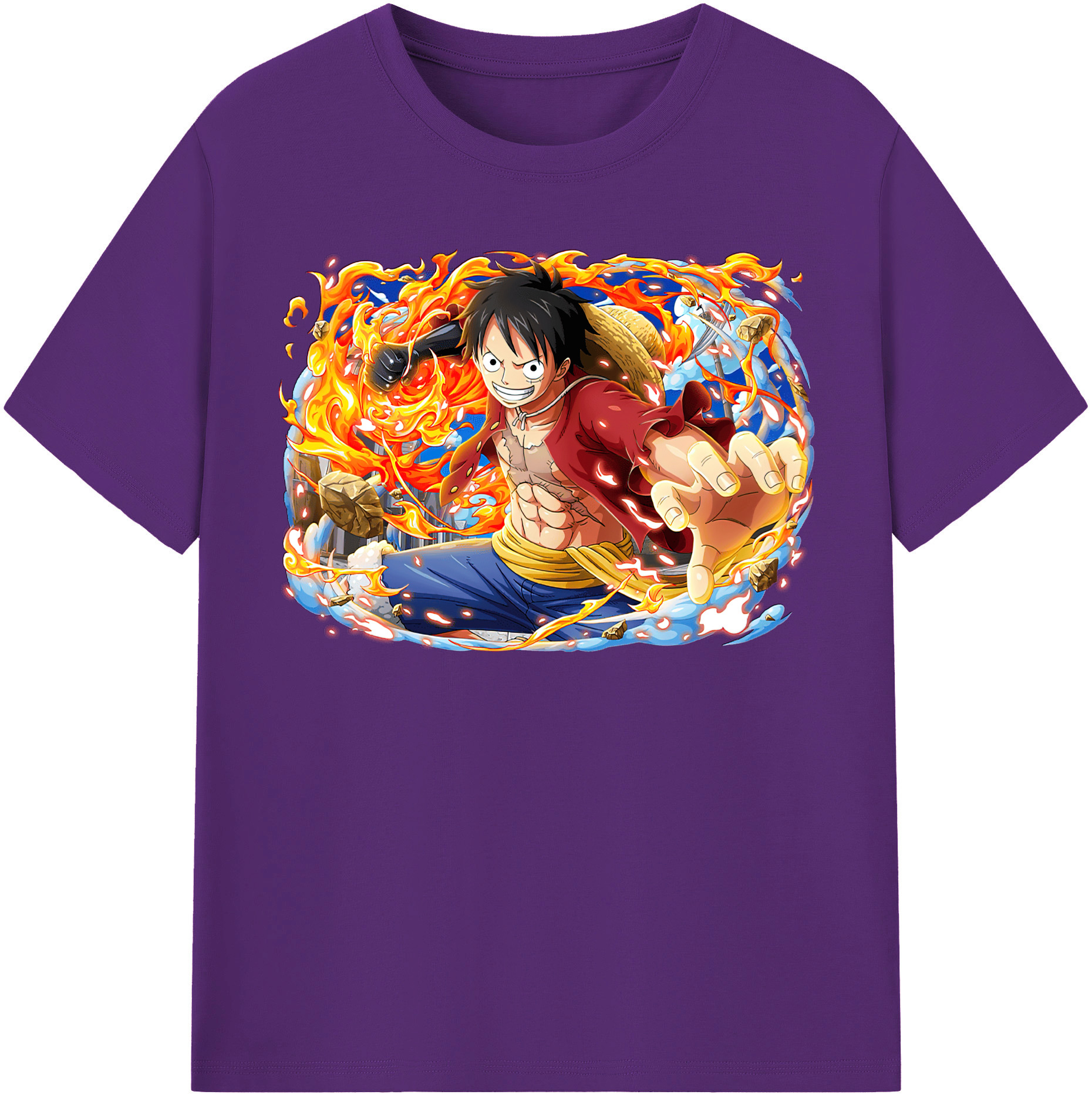 ワンピース モンキー・D・ルフィ ONE PIECE Monkey D. Luffy 綿100％半袖Tシャツ（フロントプリント）