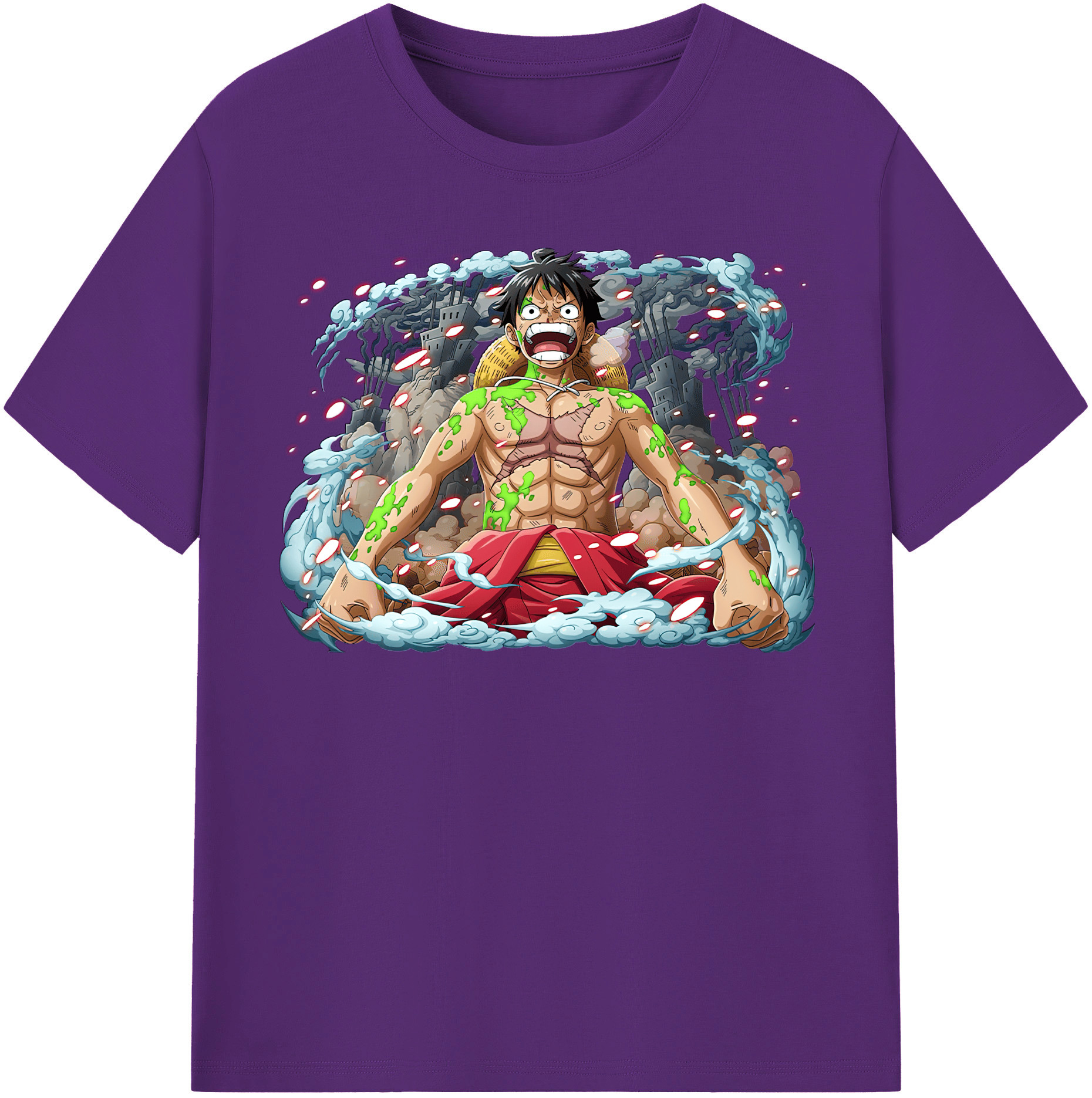 ワンピース モンキー・D・ルフィ ONE PIECE Monkey D. Luffy 綿100％半袖Tシャツ（フロントプリント）