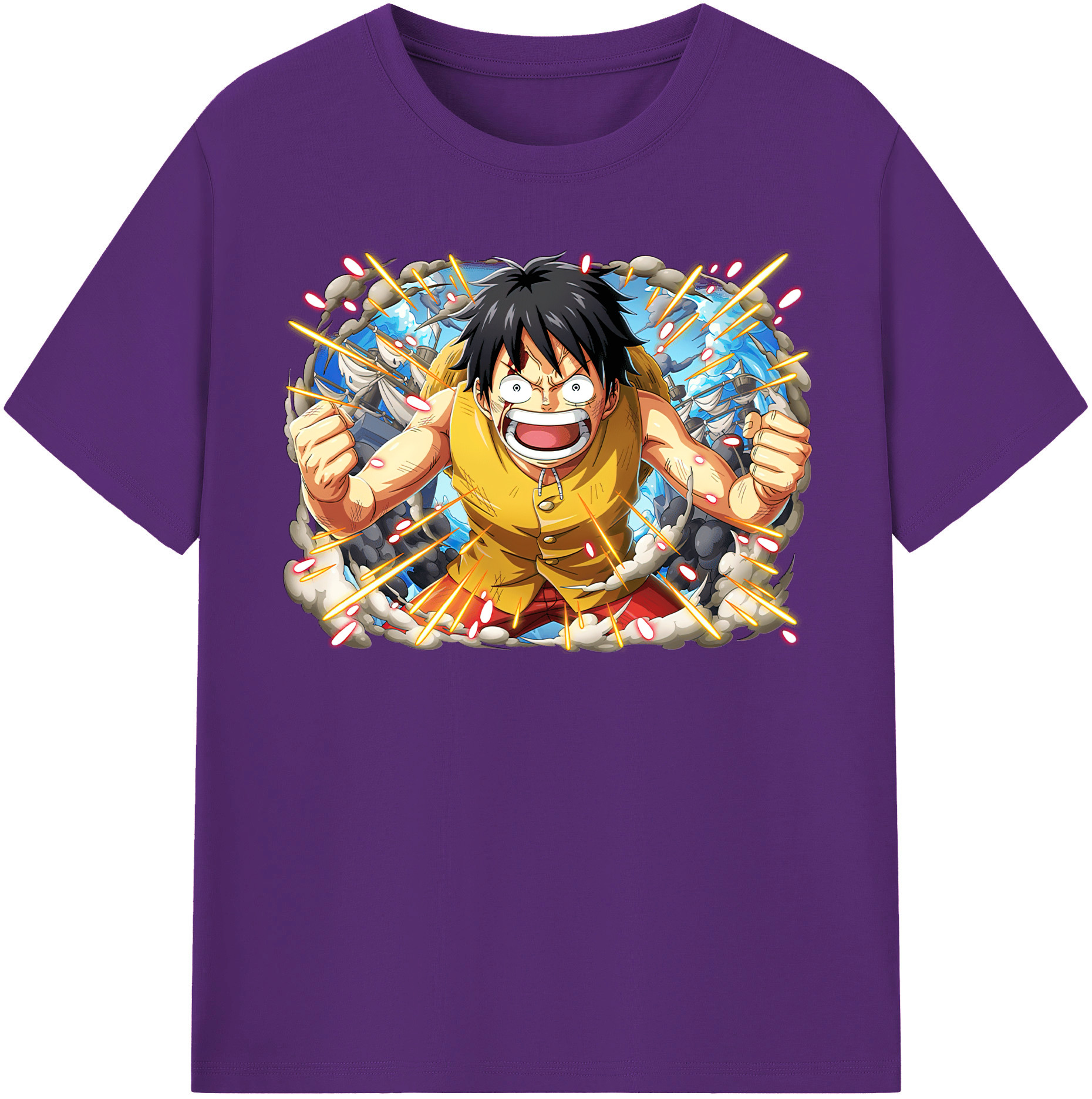 ワンピース モンキー・D・ルフィ ONE PIECE Monkey D. Luffy 綿100％半袖Tシャツ（フロントプリント）