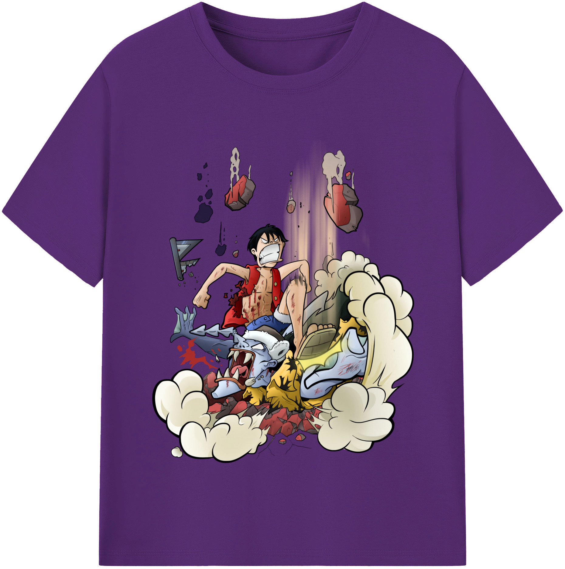 ワンピース モンキー・D・ルフィ ONE PIECE Monkey D. Luffy 綿100％半袖Tシャツ（フロントプリント）