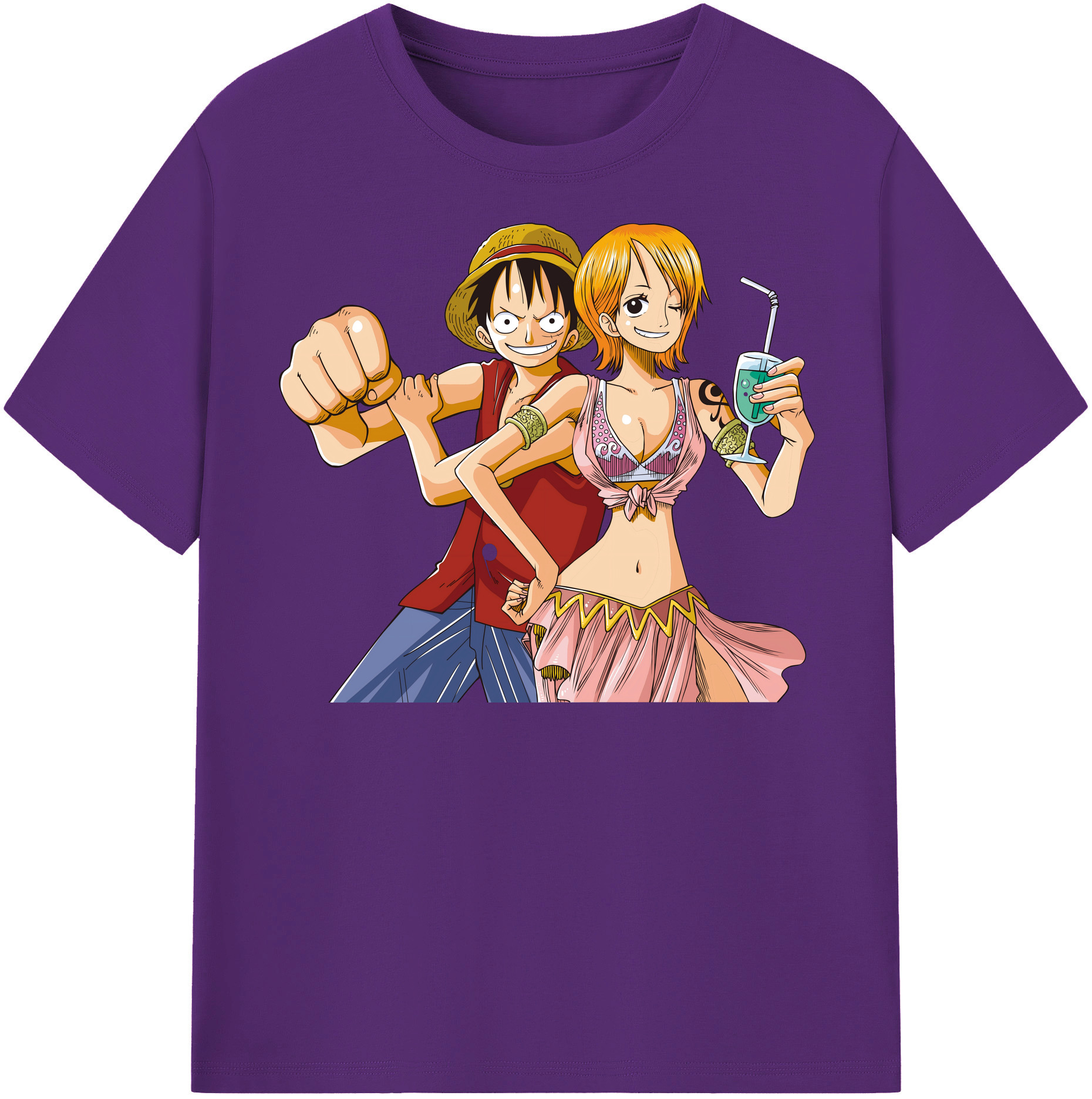 ワンピース モンキー・D・ルフィ ONE PIECE Monkey D. Luffy 綿100％半袖Tシャツ（フロントプリント）