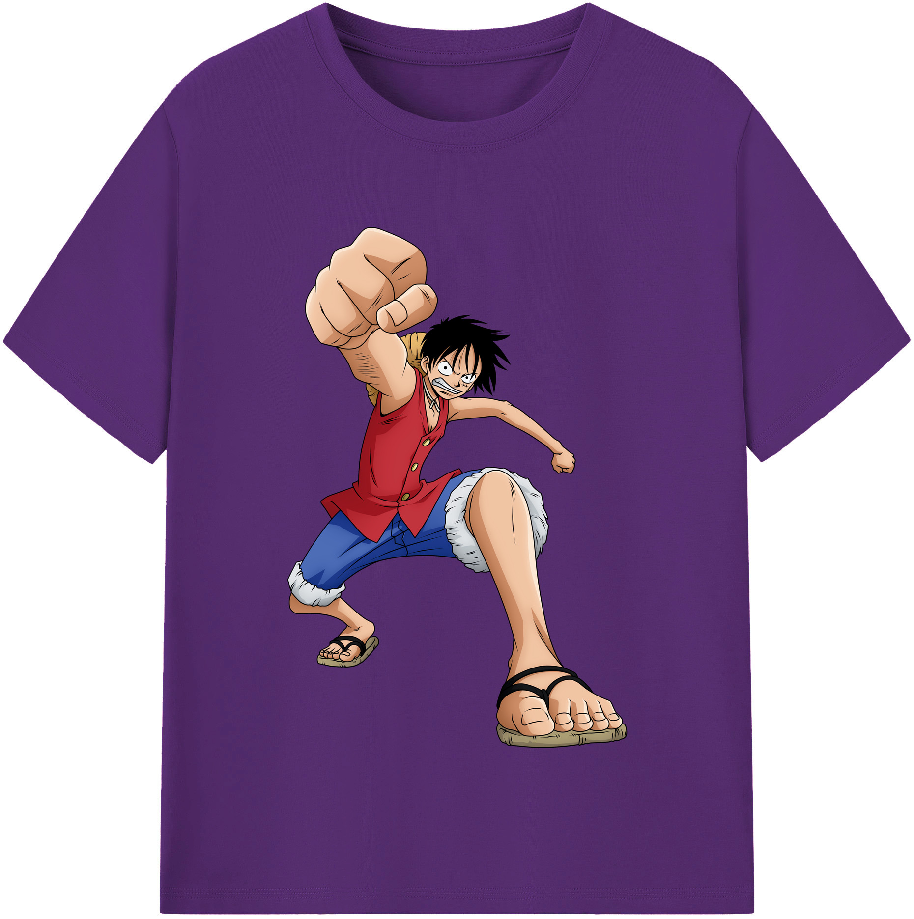 ワンピース モンキー・D・ルフィ ONE PIECE Monkey D. Luffy 綿100％半袖Tシャツ（フロントプリント）
