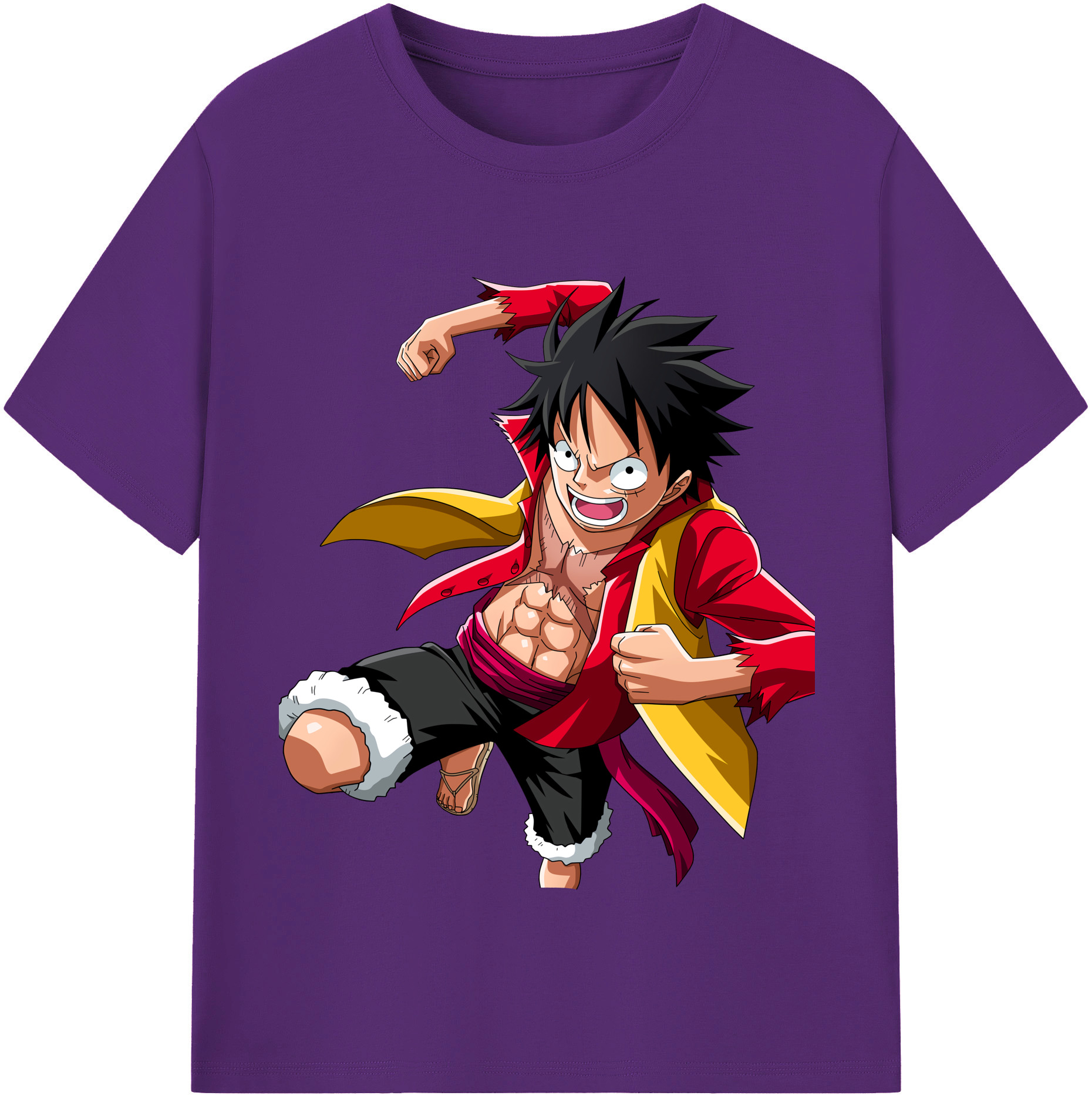 ワンピース モンキー・D・ルフィ ONE PIECE Monkey D. Luffy 綿100％半袖Tシャツ（フロントプリント）