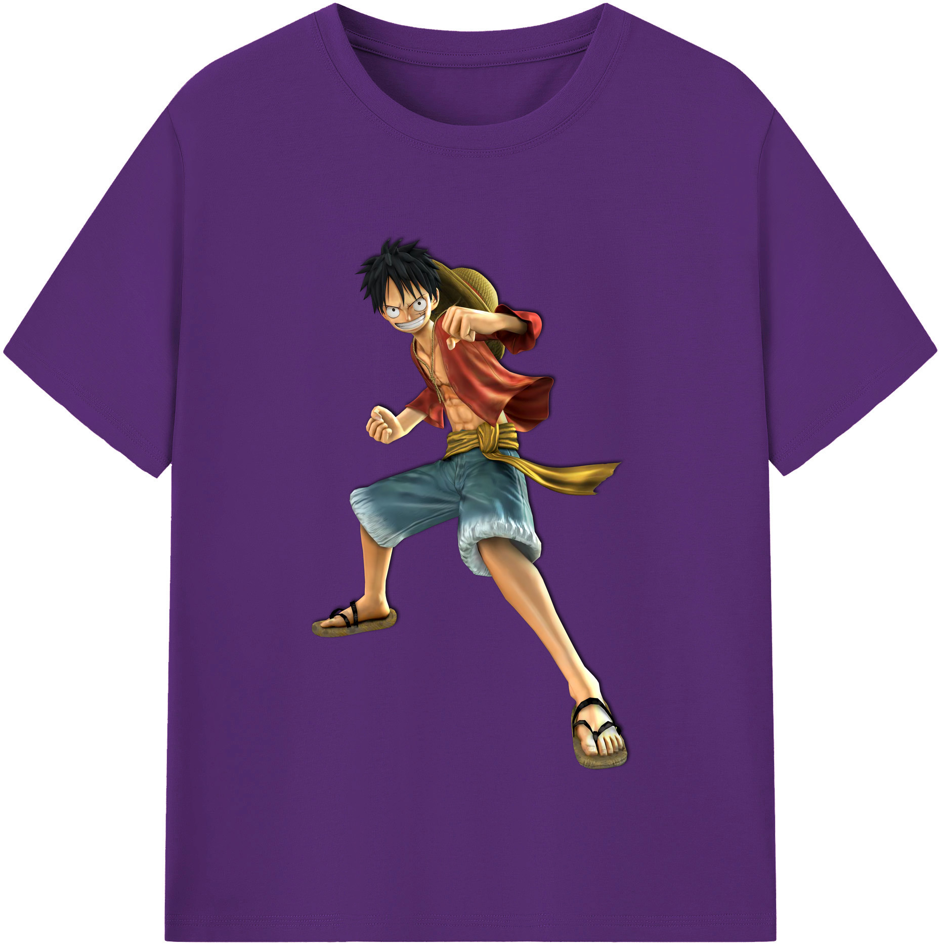 ワンピース モンキー・D・ルフィ ONE PIECE Monkey D. Luffy 綿100％半袖Tシャツ（フロントプリント）