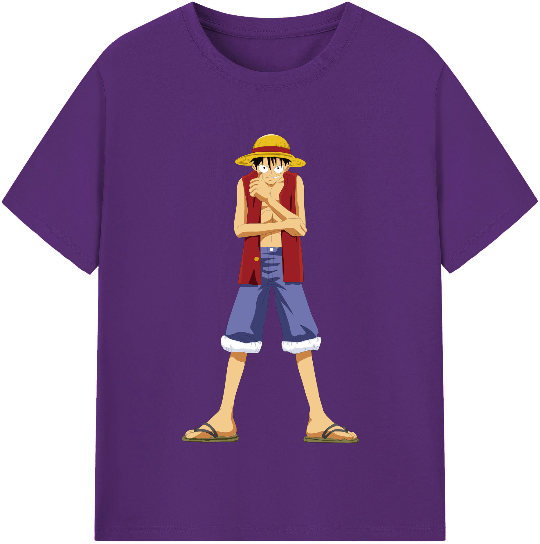 ワンピース モンキー・D・ルフィ ONE PIECE Monkey D. Luffy 綿100％半袖Tシャツ（フロントプリント）
