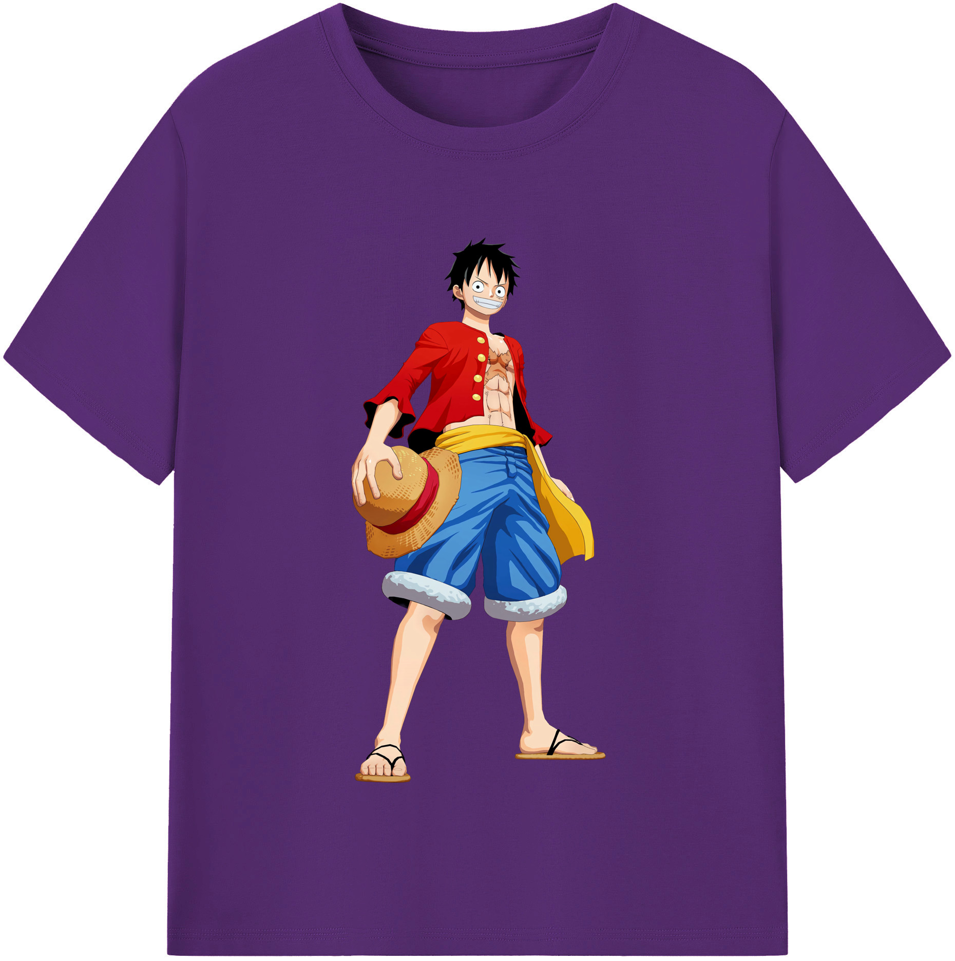 ワンピース モンキー・D・ルフィ ONE PIECE Monkey D. Luffy 綿100％半袖Tシャツ（フロントプリント）