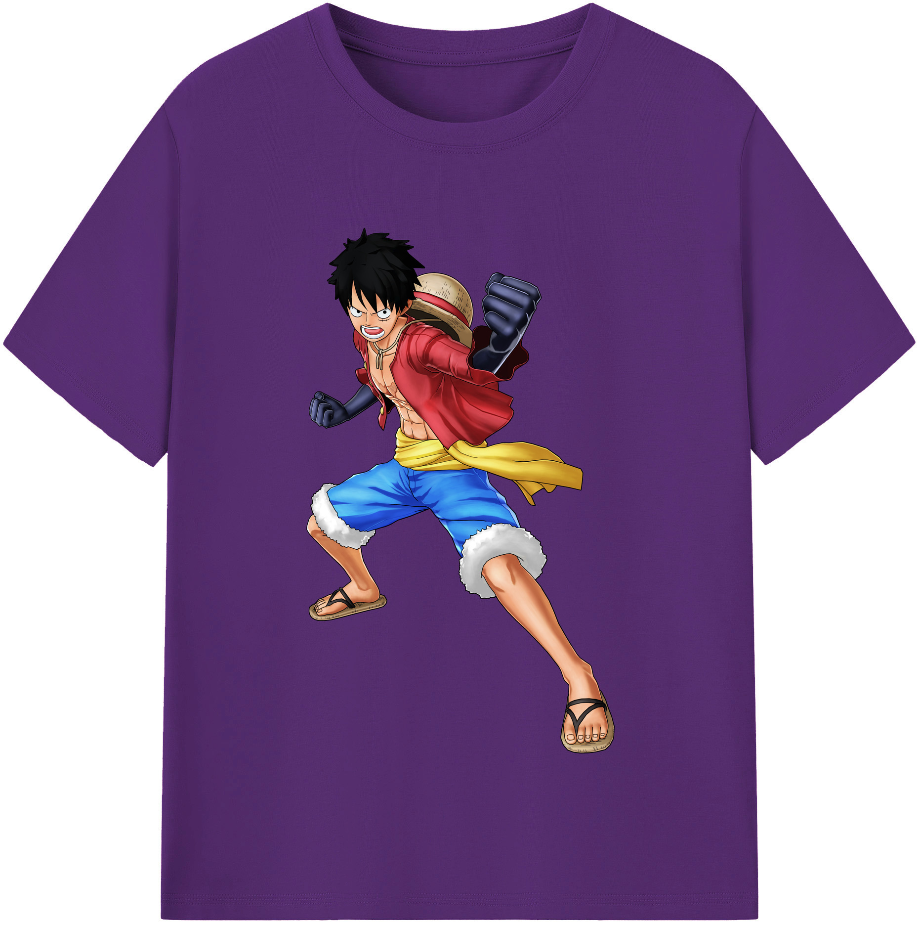 ワンピース モンキー・D・ルフィ ONE PIECE Monkey D. Luffy 綿100％半袖Tシャツ（フロントプリント）