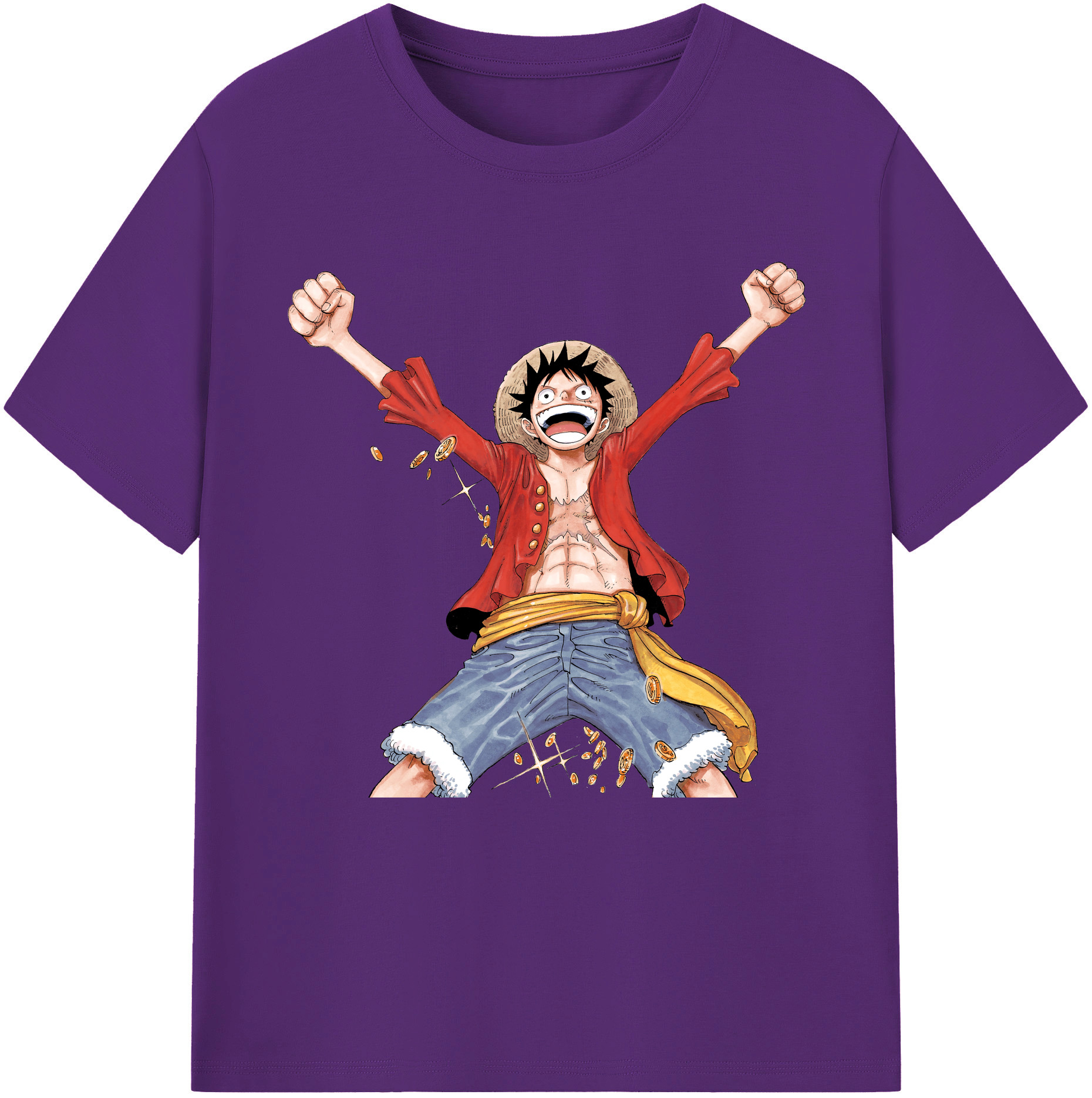 ワンピース モンキー・D・ルフィ ONE PIECE Monkey D. Luffy 綿100％半袖Tシャツ（フロントプリント）