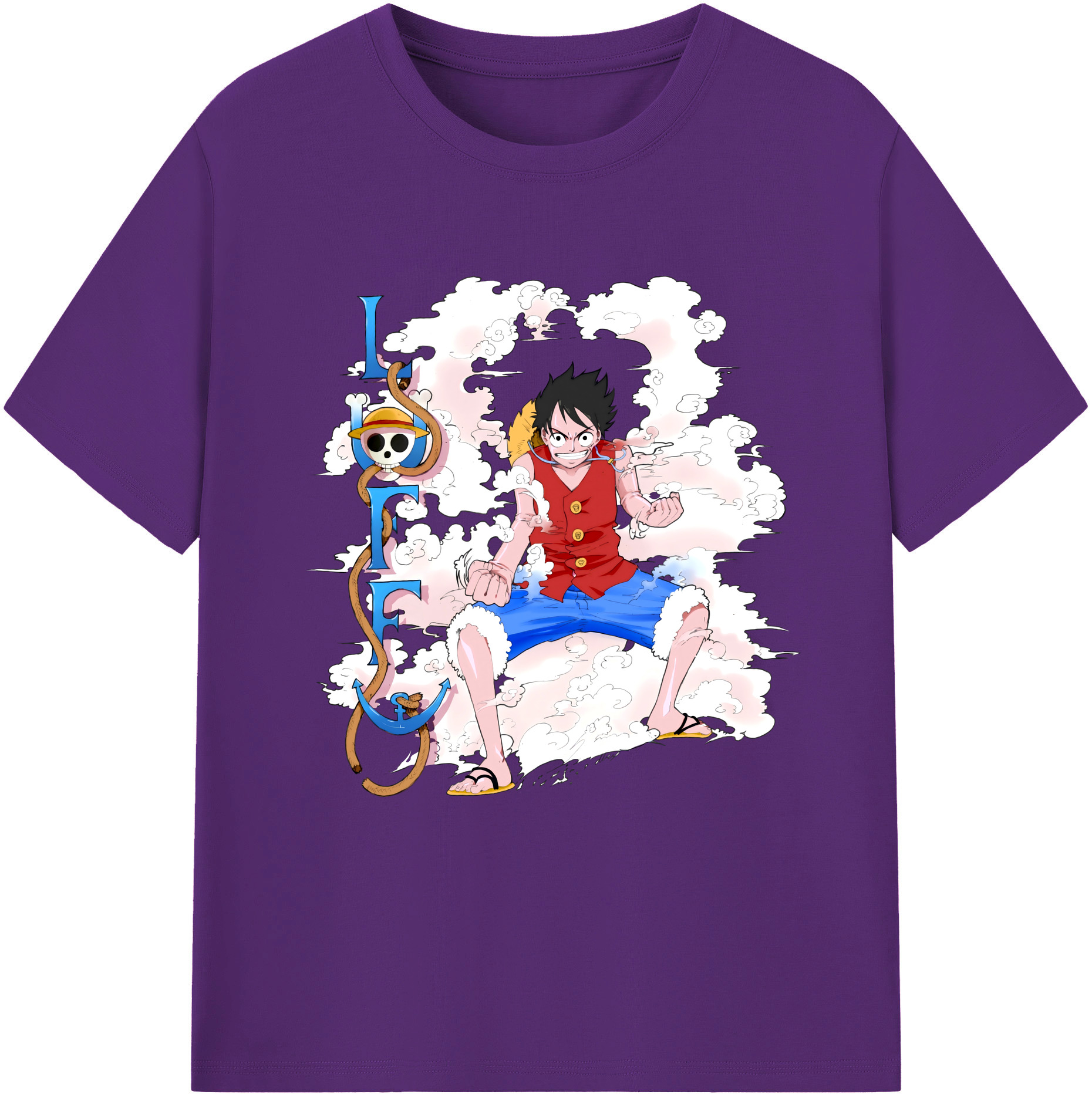 ワンピース モンキー・D・ルフィ ONE PIECE Monkey D. Luffy 綿100％半袖Tシャツ（フロントプリント）