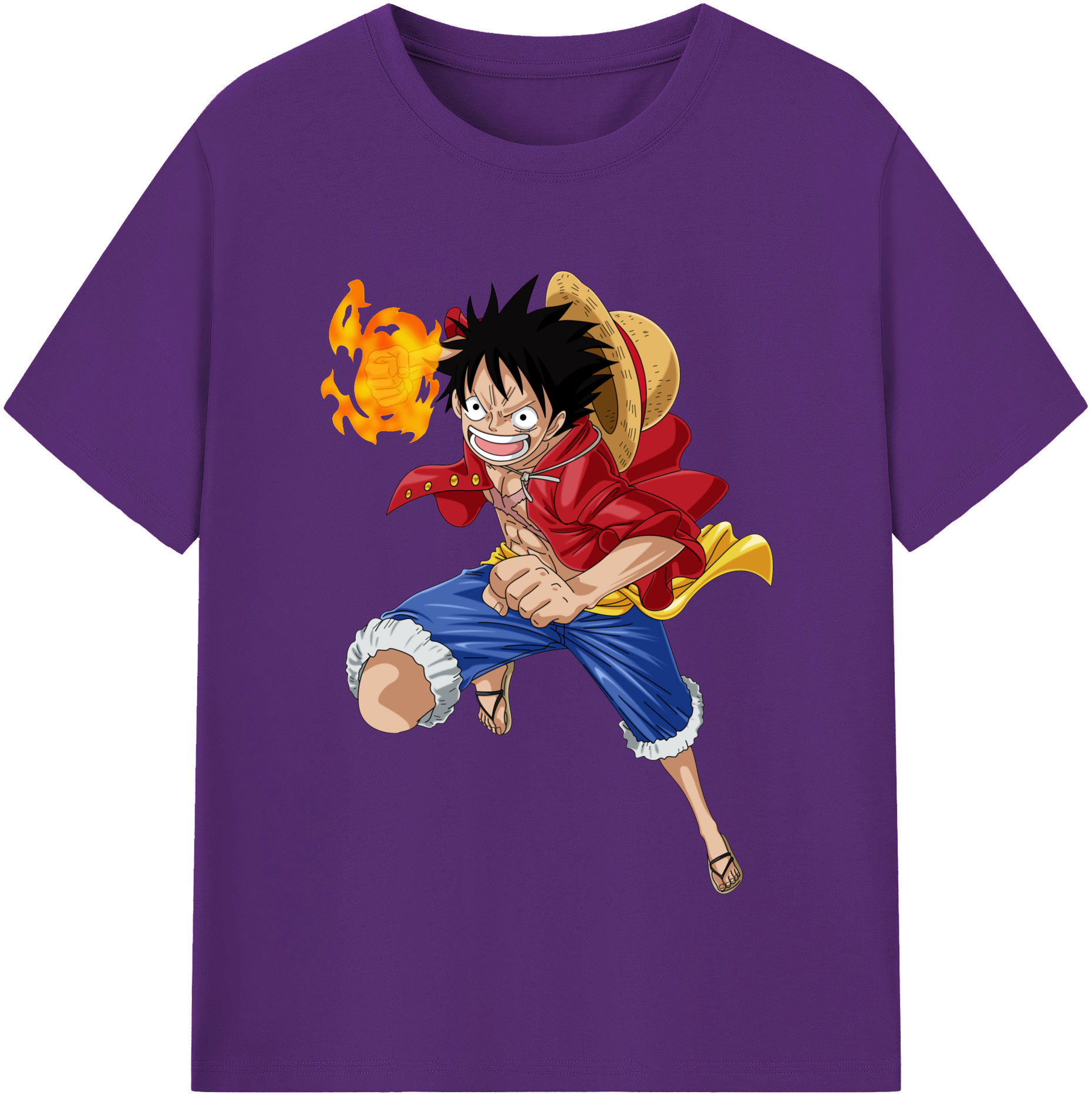 ワンピース モンキー・D・ルフィ ONE PIECE Monkey D. Luffy 綿100％半袖Tシャツ（フロントプリント）