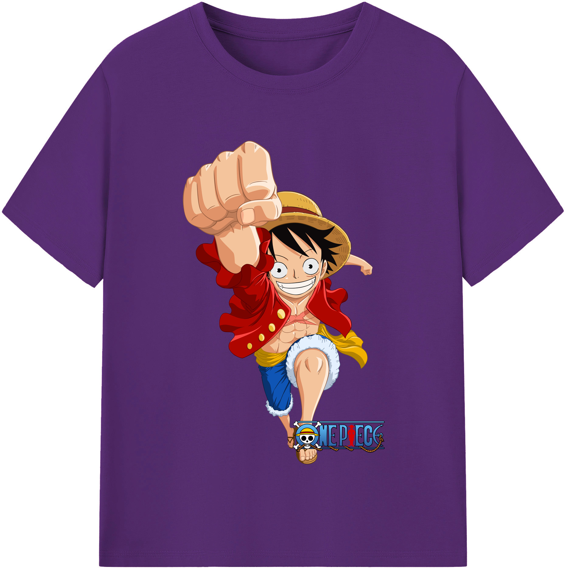 ワンピース モンキー・D・ルフィ ONE PIECE Monkey D. Luffy 綿100％半袖Tシャツ（フロントプリント）