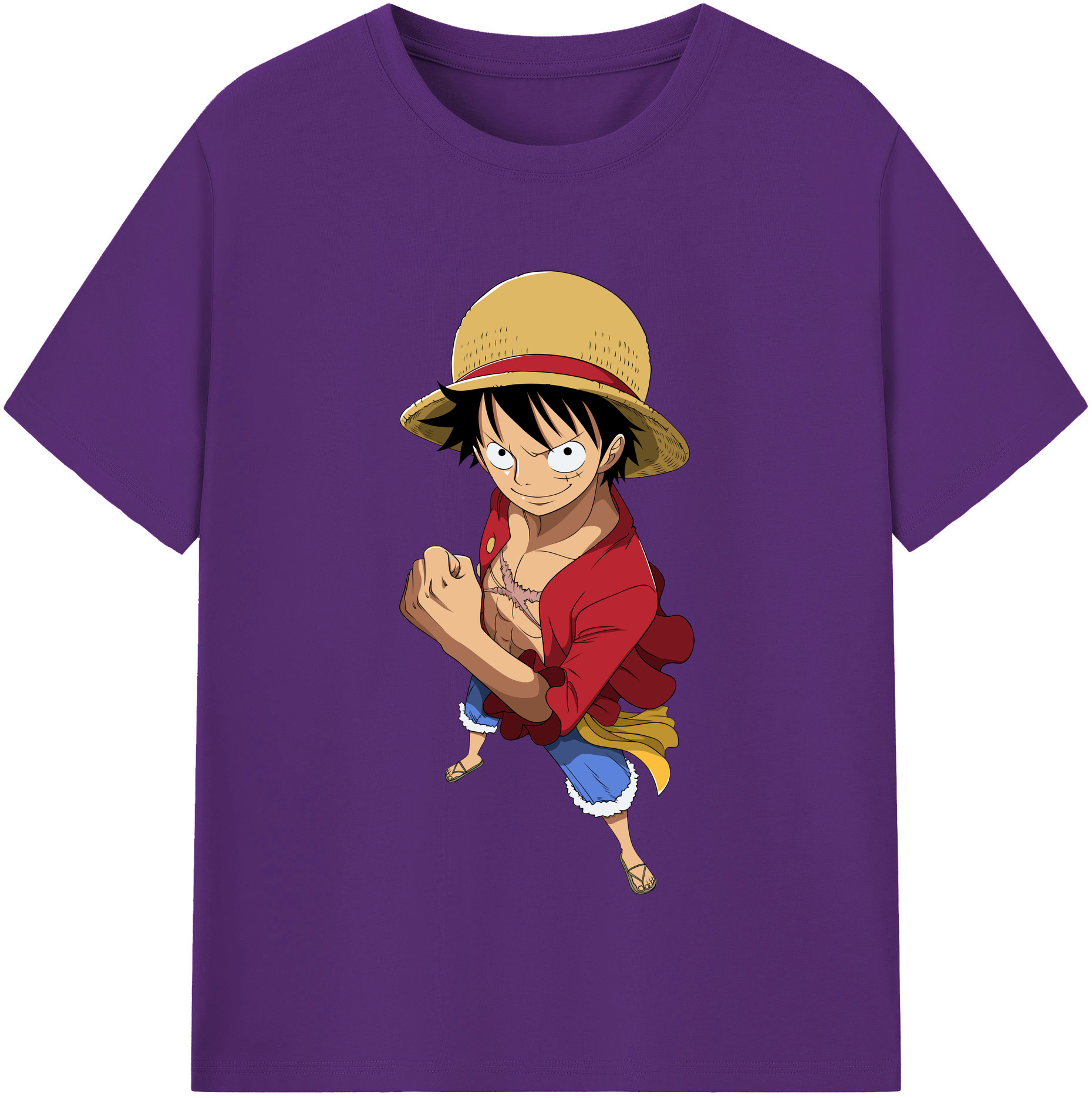 ワンピース モンキー・D・ルフィ ONE PIECE Monkey D. Luffy 綿100％半袖Tシャツ（フロントプリント）