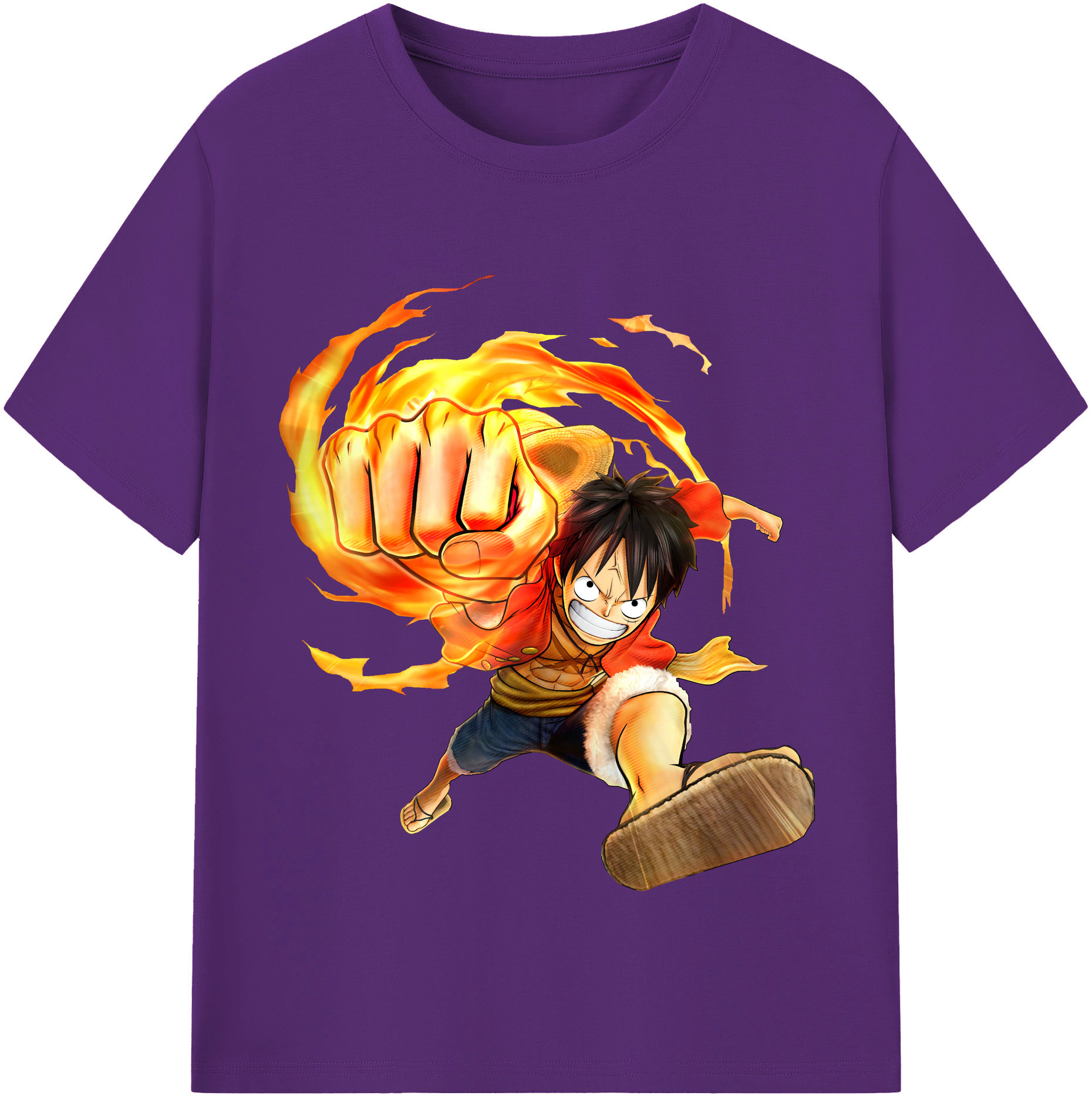 ワンピース モンキー・D・ルフィ ONE PIECE Monkey D. Luffy 綿100％半袖Tシャツ（フロントプリント）