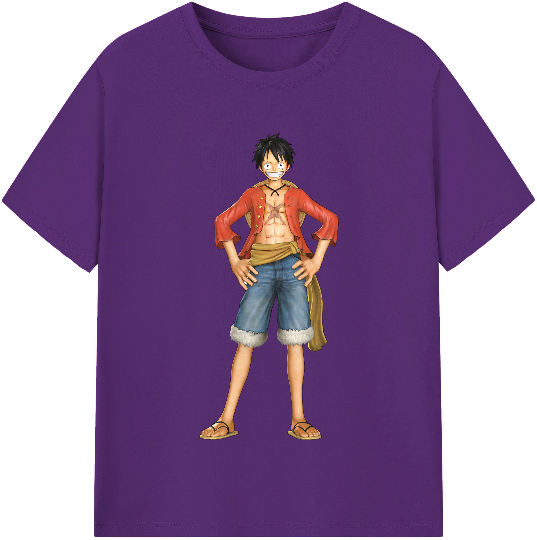 ワンピース モンキー・D・ルフィ ONE PIECE Monkey D. Luffy 綿100％半袖Tシャツ（フロントプリント）