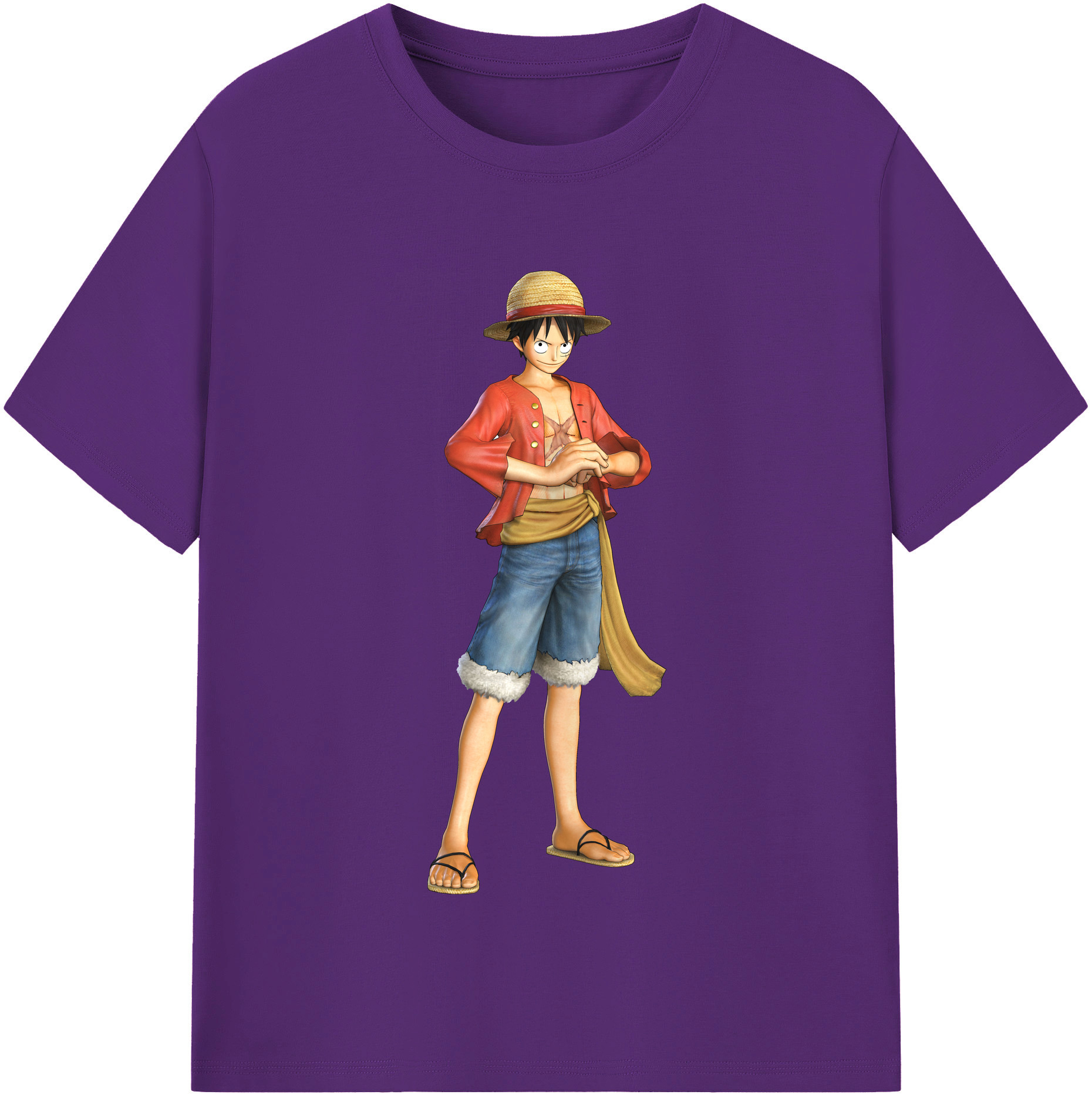 ワンピース モンキー・D・ルフィ ONE PIECE Monkey D. Luffy 綿100％半袖Tシャツ（フロントプリント）