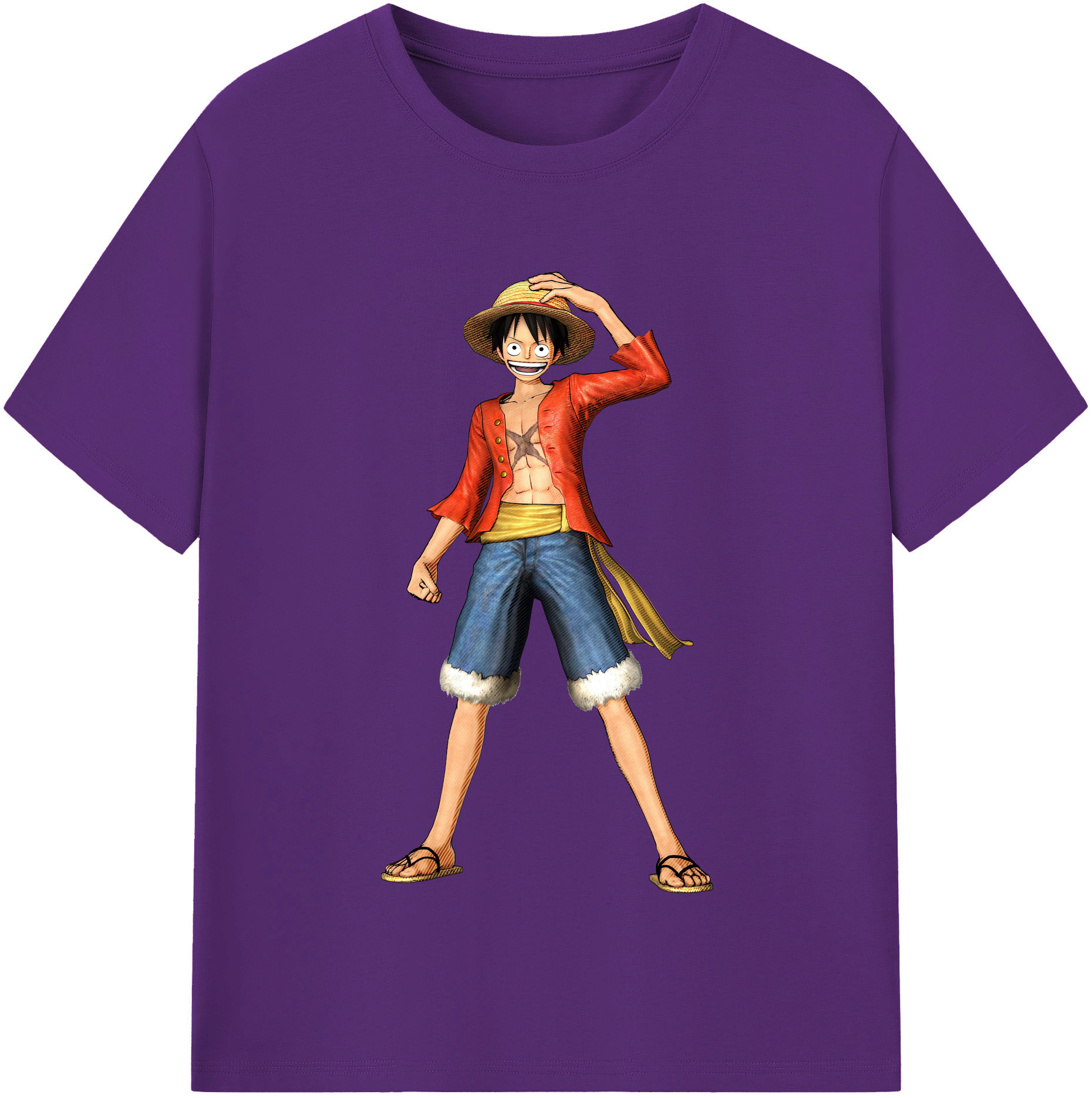 ワンピース モンキー・D・ルフィ ONE PIECE Monkey D. Luffy 綿100％半袖Tシャツ（フロントプリント）