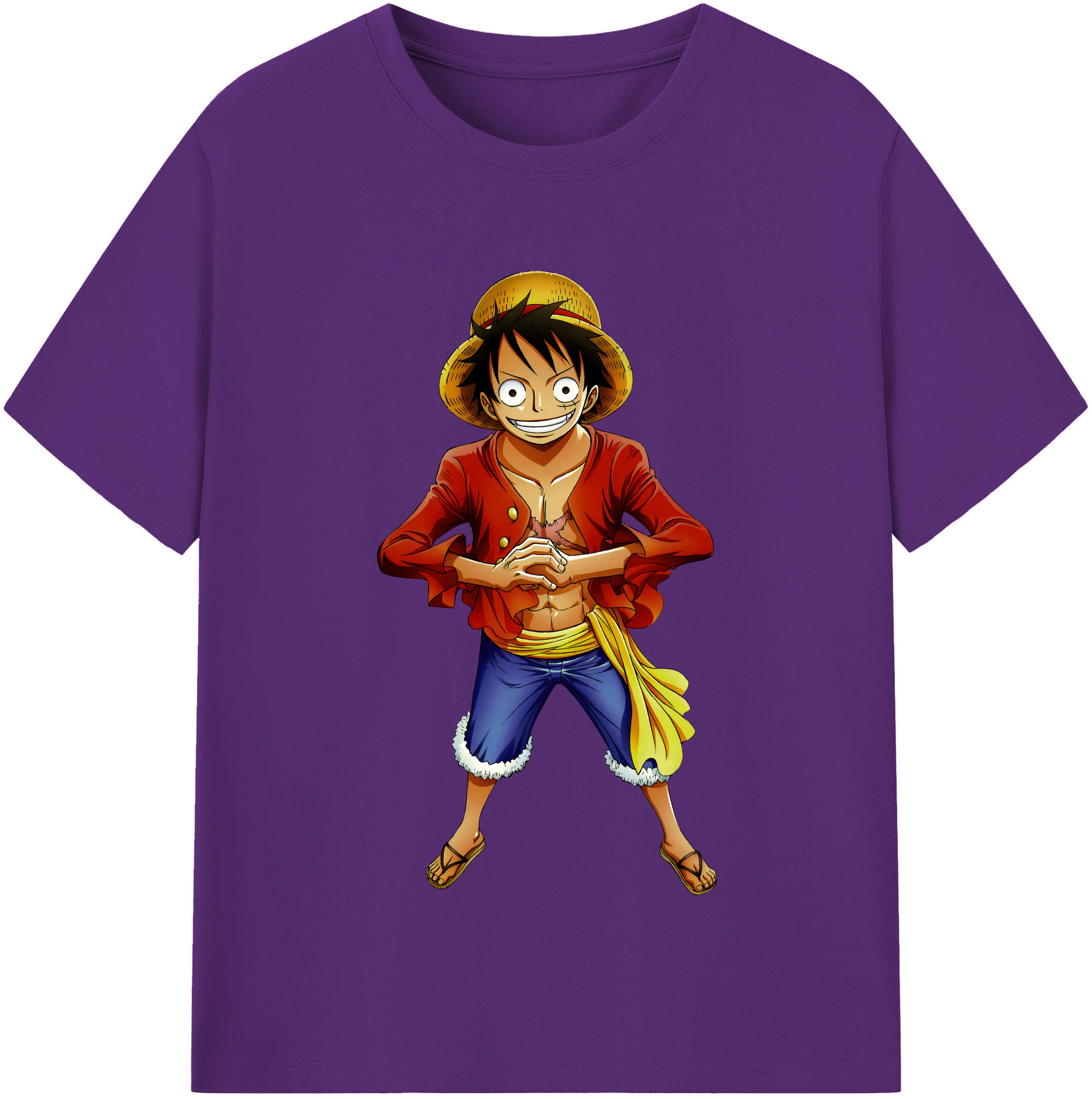 ワンピース モンキー・D・ルフィ ONE PIECE Monkey D. Luffy 綿100％半袖Tシャツ（フロントプリント）