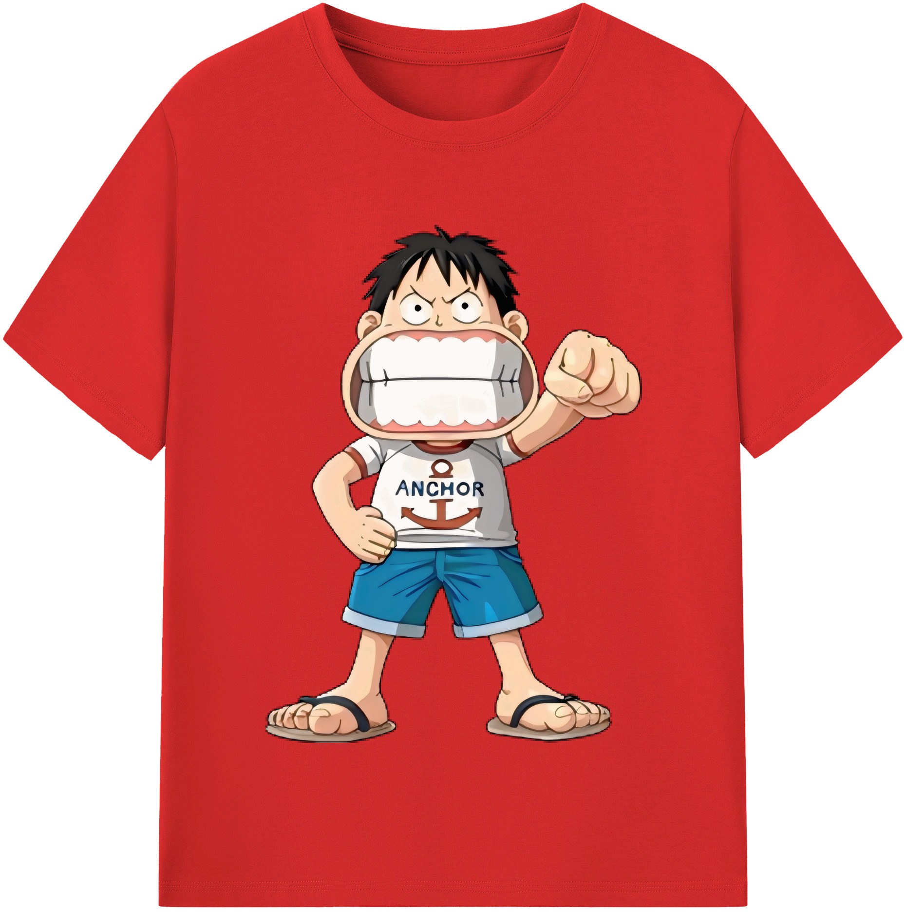 ワンピース モンキー・D・ルフィ ONE PIECE Monkey D. Luffy 綿100％半袖Tシャツ（フロントプリント）