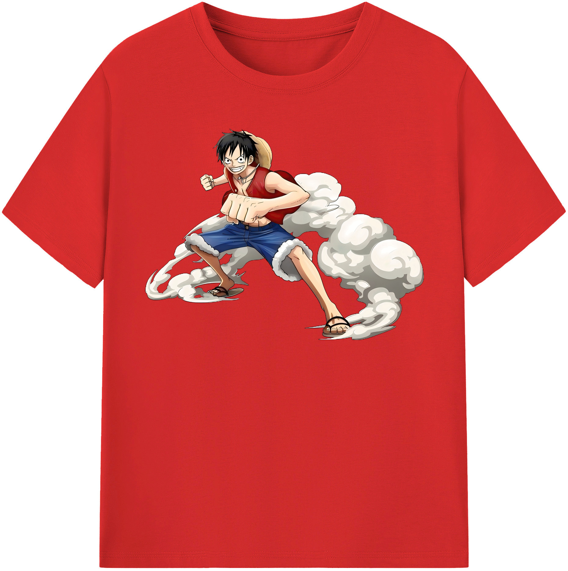 ワンピース モンキー・D・ルフィ ONE PIECE Monkey D. Luffy 綿100％半袖Tシャツ（フロントプリント）