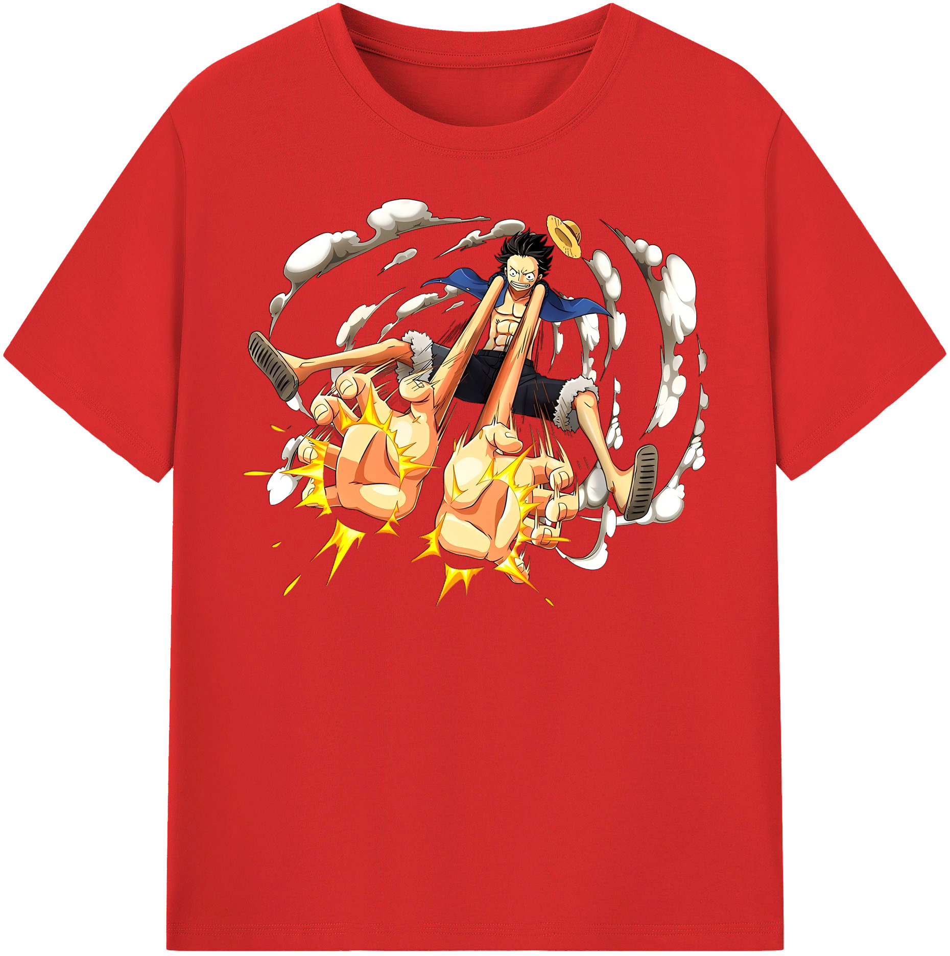 ワンピース モンキー・D・ルフィ ONE PIECE Monkey D. Luffy 綿100％半袖Tシャツ（フロントプリント）