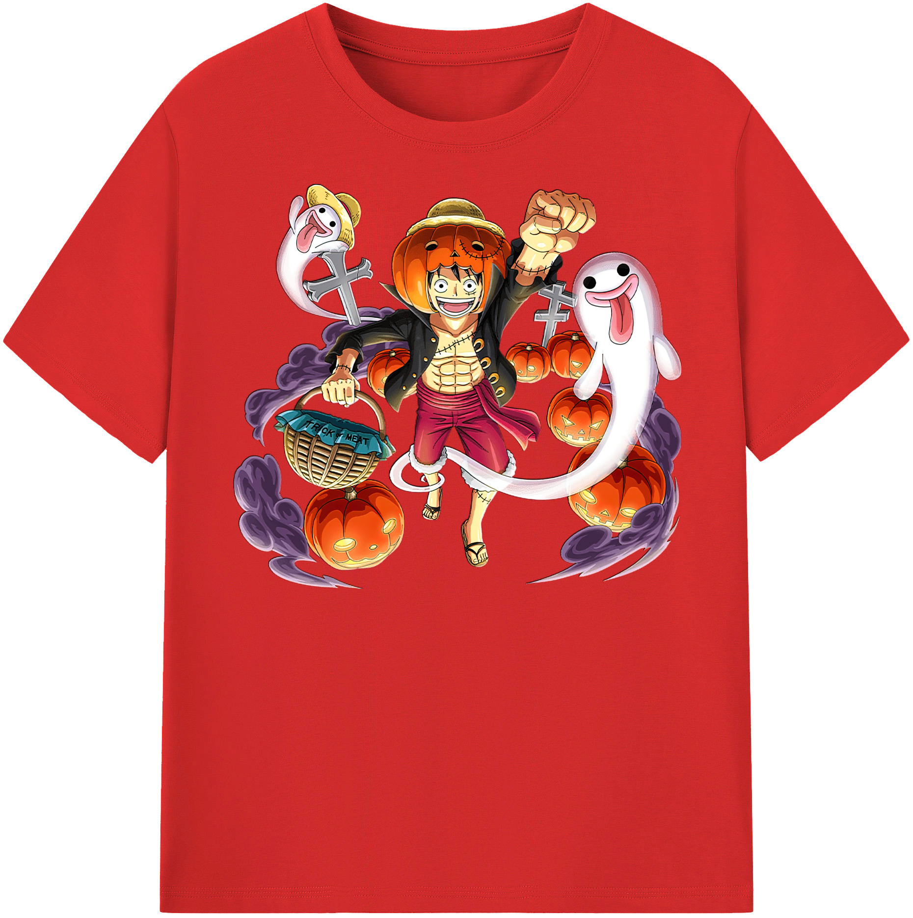 ワンピース モンキー・D・ルフィ ONE PIECE Monkey D. Luffy 綿100％半袖Tシャツ（フロントプリント）
