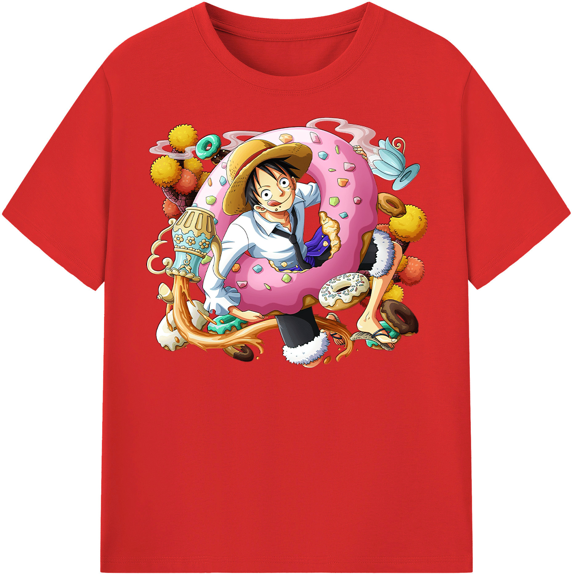 ワンピース モンキー・D・ルフィ ONE PIECE Monkey D. Luffy 綿100％半袖Tシャツ（フロントプリント）