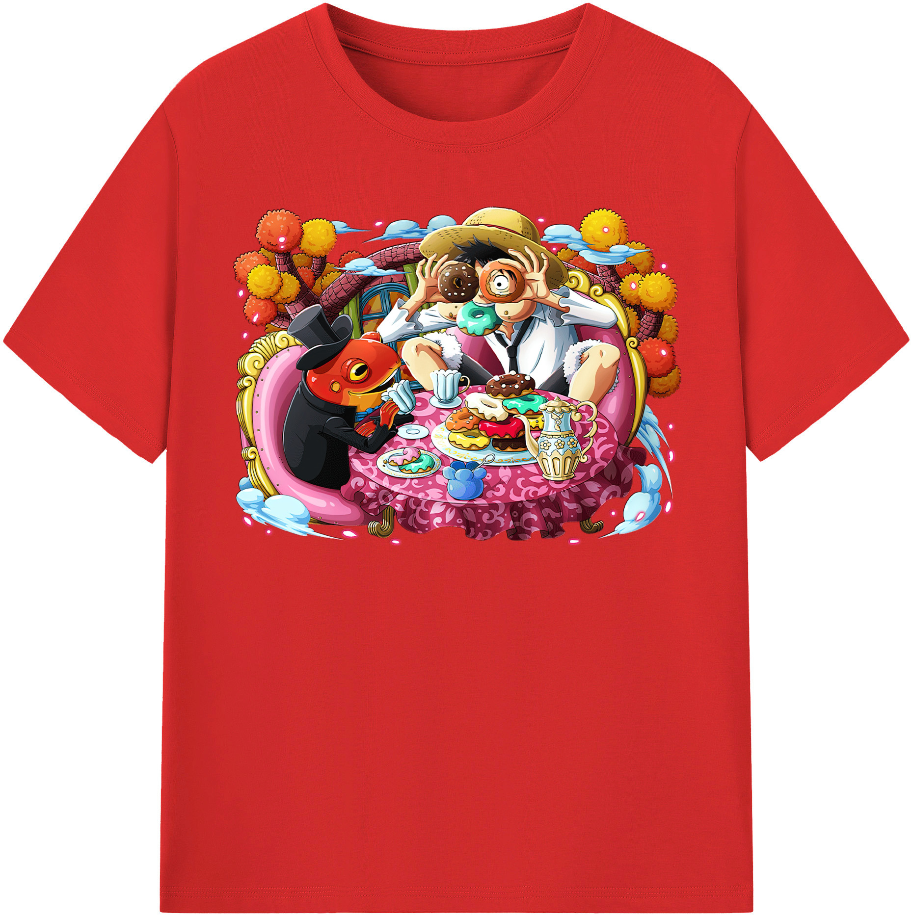 ワンピース モンキー・D・ルフィ ONE PIECE Monkey D. Luffy 綿100％半袖Tシャツ（フロントプリント）
