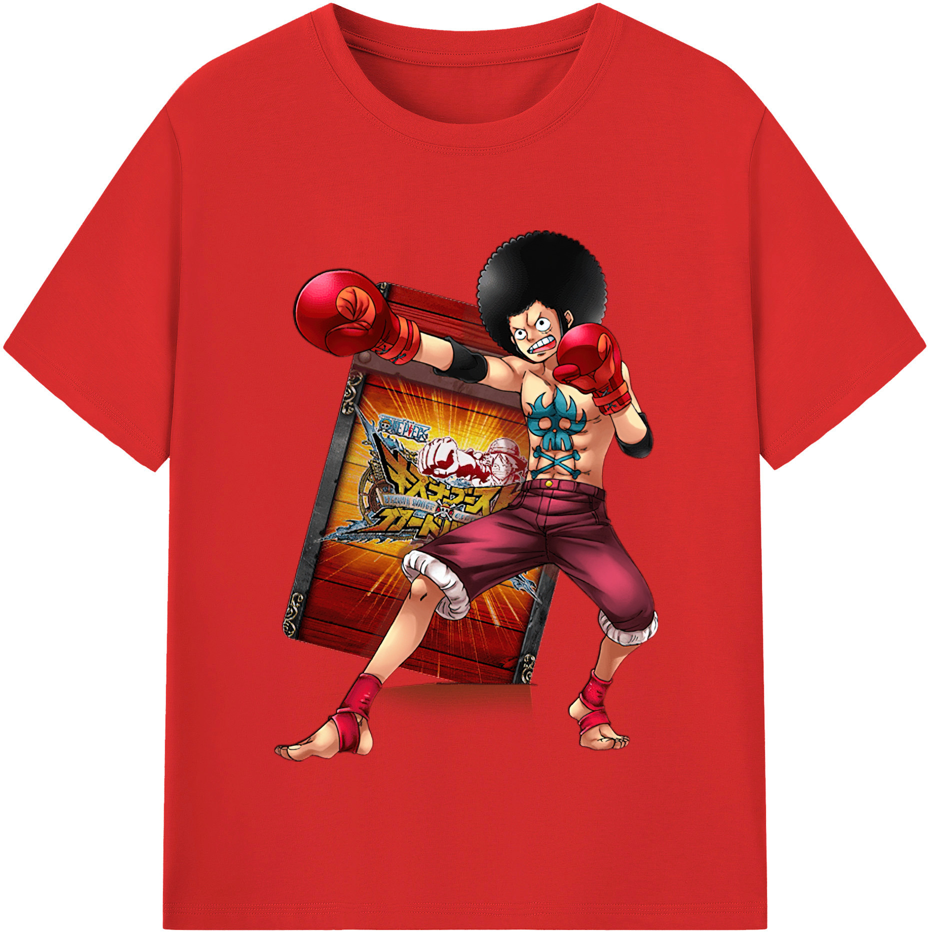 ワンピース モンキー・D・ルフィ ONE PIECE Monkey D. Luffy 綿100％半袖Tシャツ（フロントプリント）