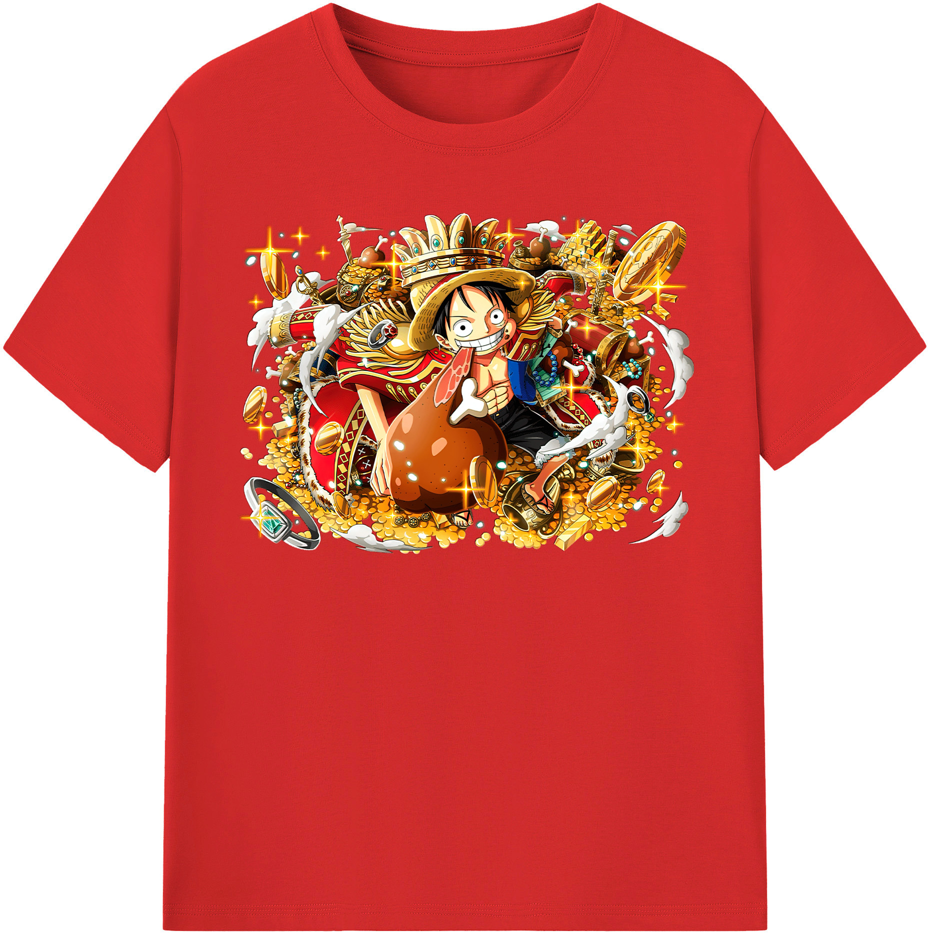 ワンピース モンキー・D・ルフィ ONE PIECE Monkey D. Luffy 綿100％半袖Tシャツ（フロントプリント）