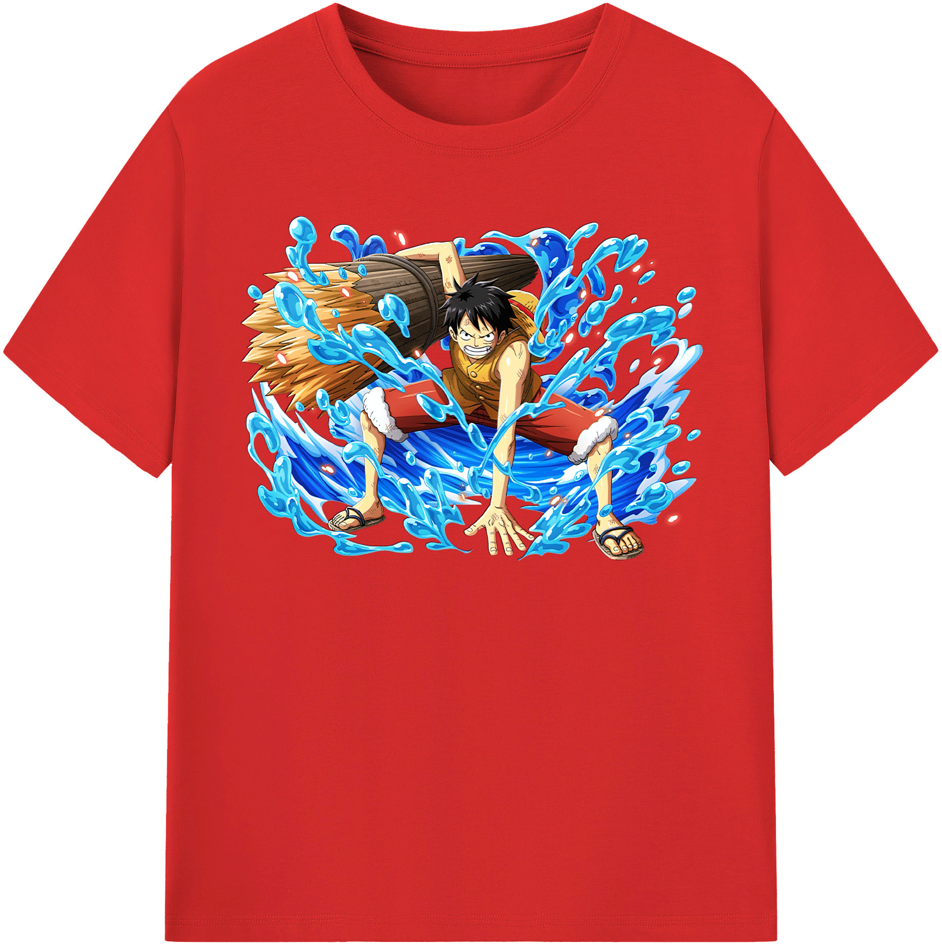 ワンピース モンキー・D・ルフィ ONE PIECE Monkey D. Luffy 綿100％半袖Tシャツ（フロントプリント）