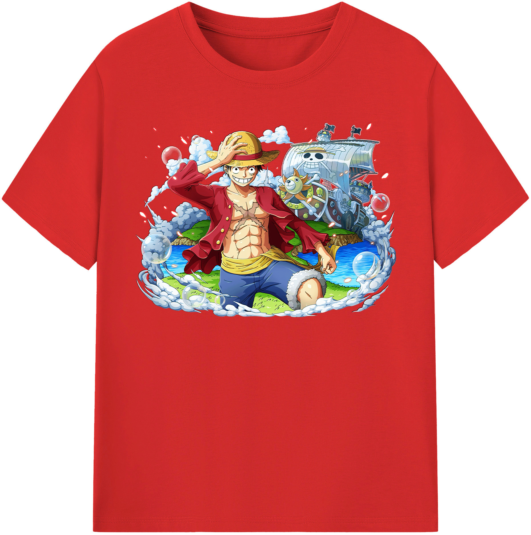 ワンピース モンキー・D・ルフィ ONE PIECE Monkey D. Luffy 綿100％半袖Tシャツ（フロントプリント）