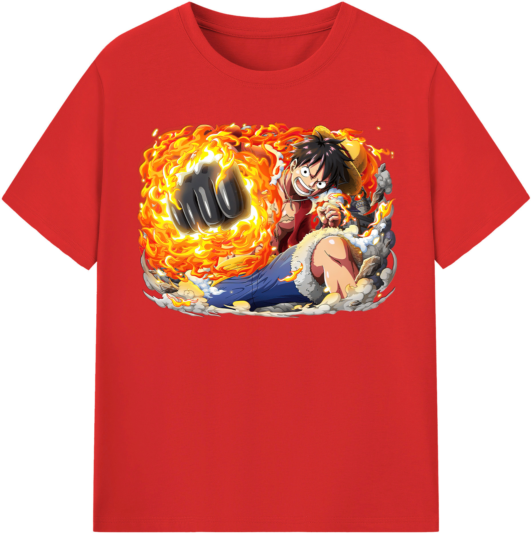 ワンピース モンキー・D・ルフィ ONE PIECE Monkey D. Luffy 綿100％半袖Tシャツ（フロントプリント）