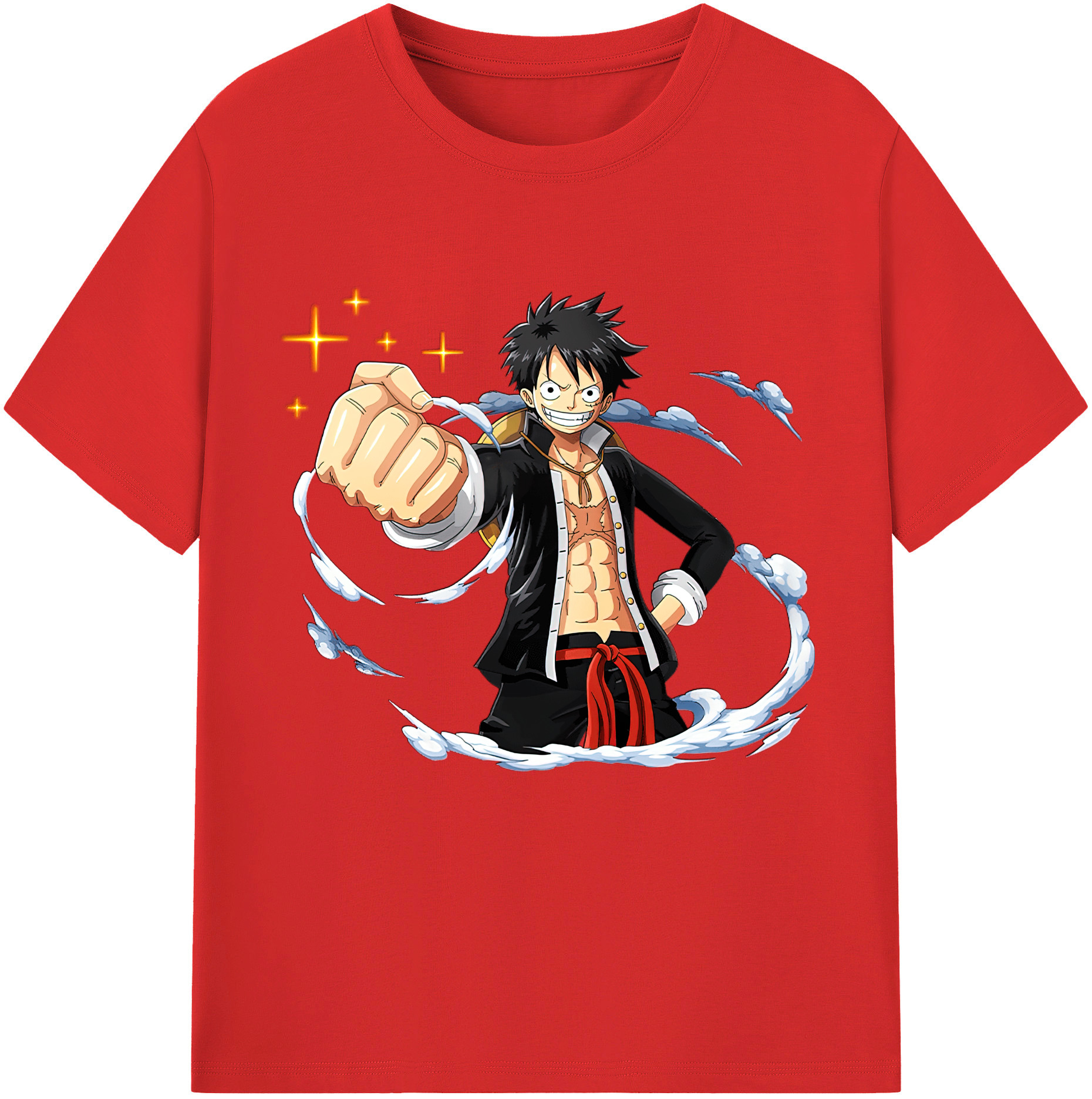 ワンピース モンキー・D・ルフィ ONE PIECE Monkey D. Luffy 綿100％半袖Tシャツ（フロントプリント）