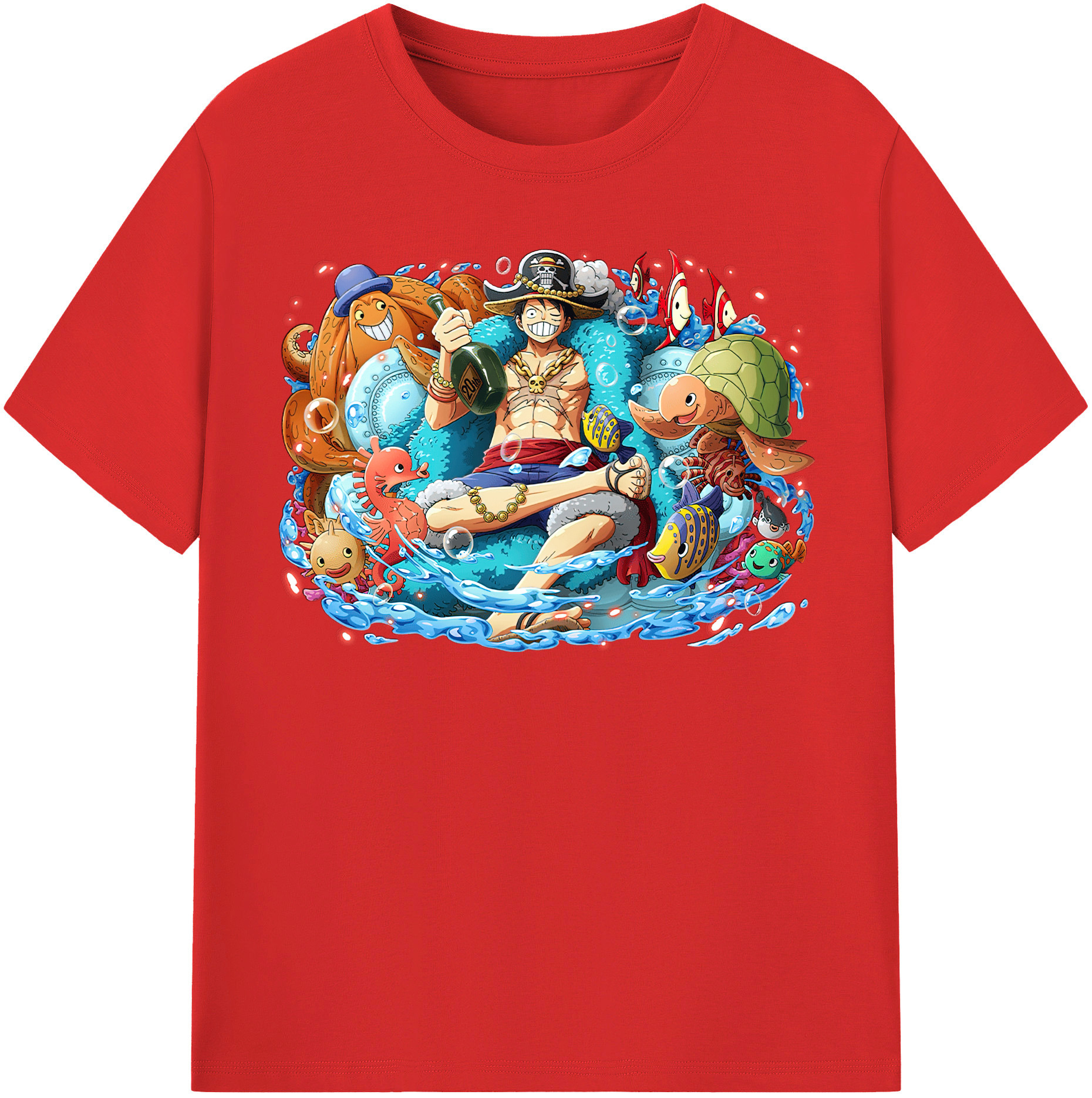 ワンピース モンキー・D・ルフィ ONE PIECE Monkey D. Luffy 綿100％半袖Tシャツ（フロントプリント）