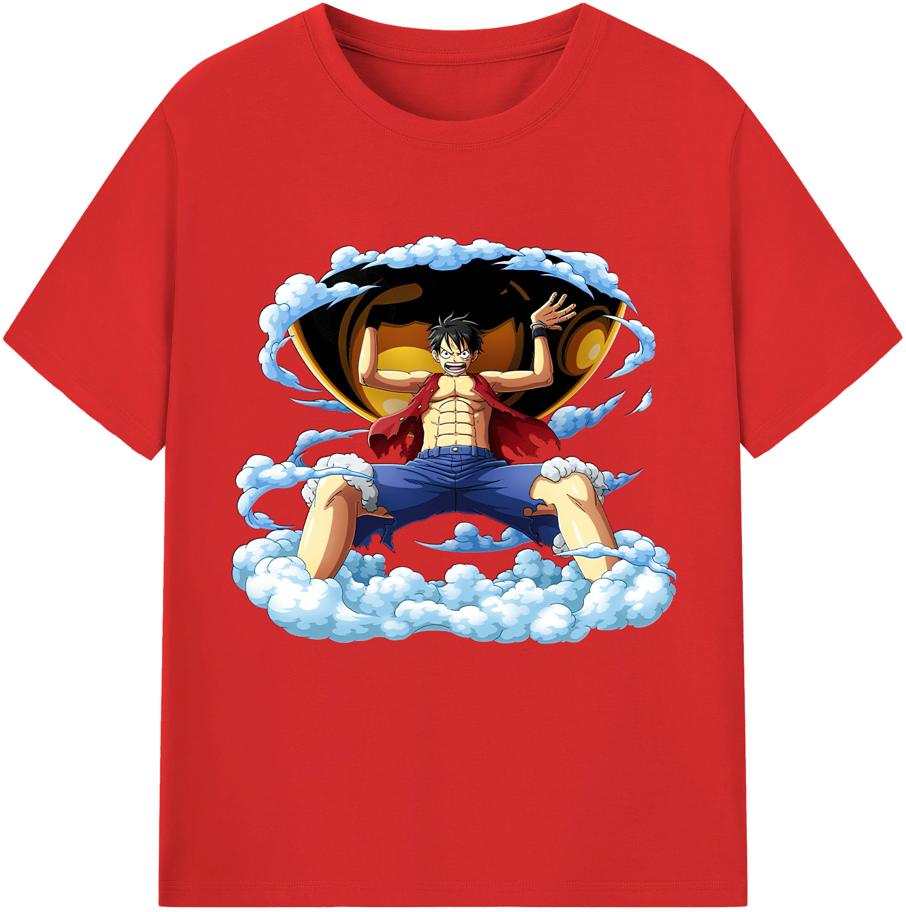 ワンピース モンキー・D・ルフィ ONE PIECE Monkey D. Luffy 綿100％半袖Tシャツ（フロントプリント）