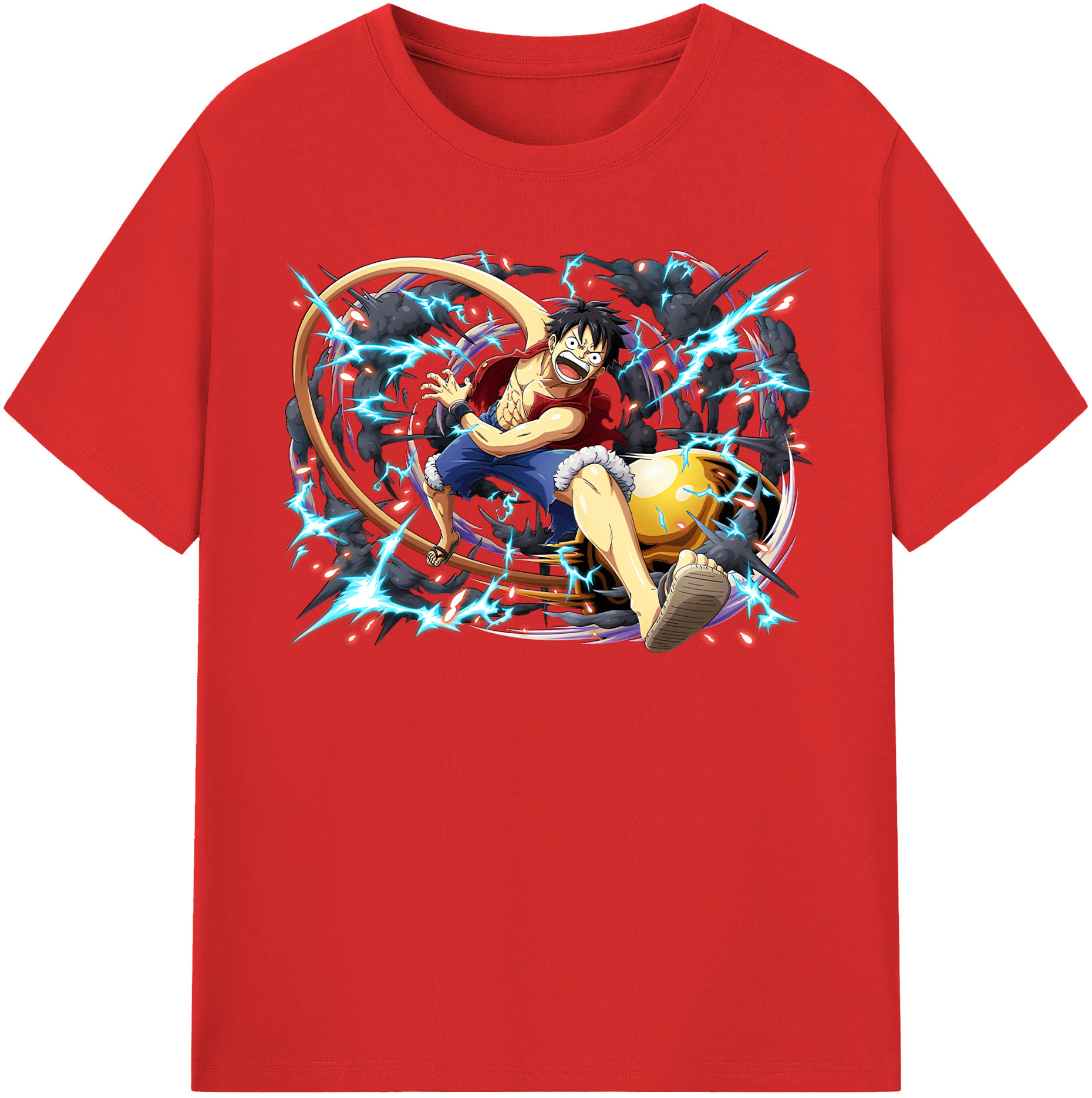 ワンピース モンキー・D・ルフィ ONE PIECE Monkey D. Luffy 綿100％半袖Tシャツ（フロントプリント）