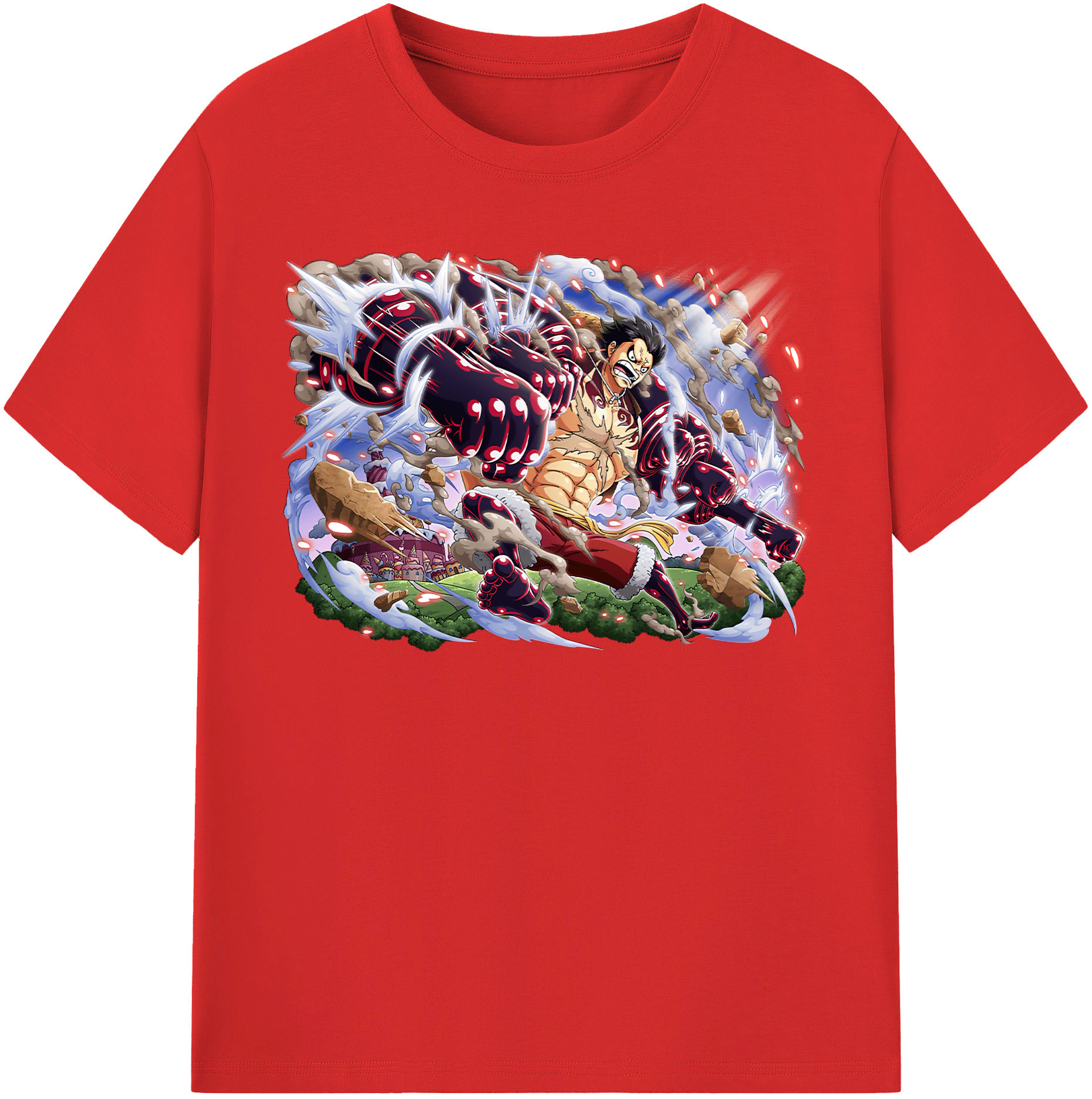 ワンピース モンキー・D・ルフィ ONE PIECE Monkey D. Luffy 綿100％半袖Tシャツ（フロントプリント）