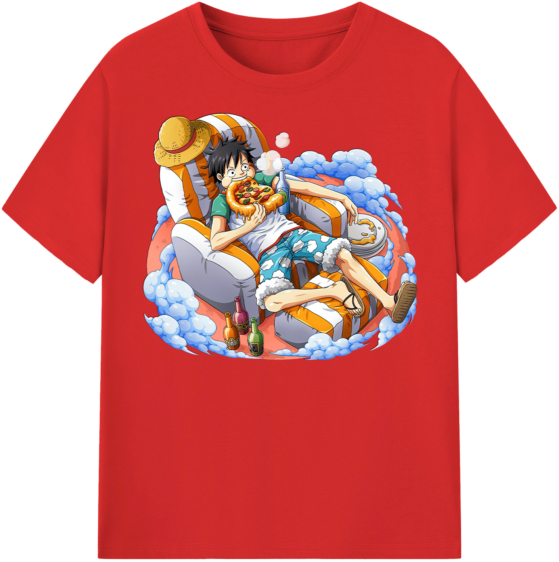 ワンピース モンキー・D・ルフィ ONE PIECE Monkey D. Luffy 綿100％半袖Tシャツ（フロントプリント）